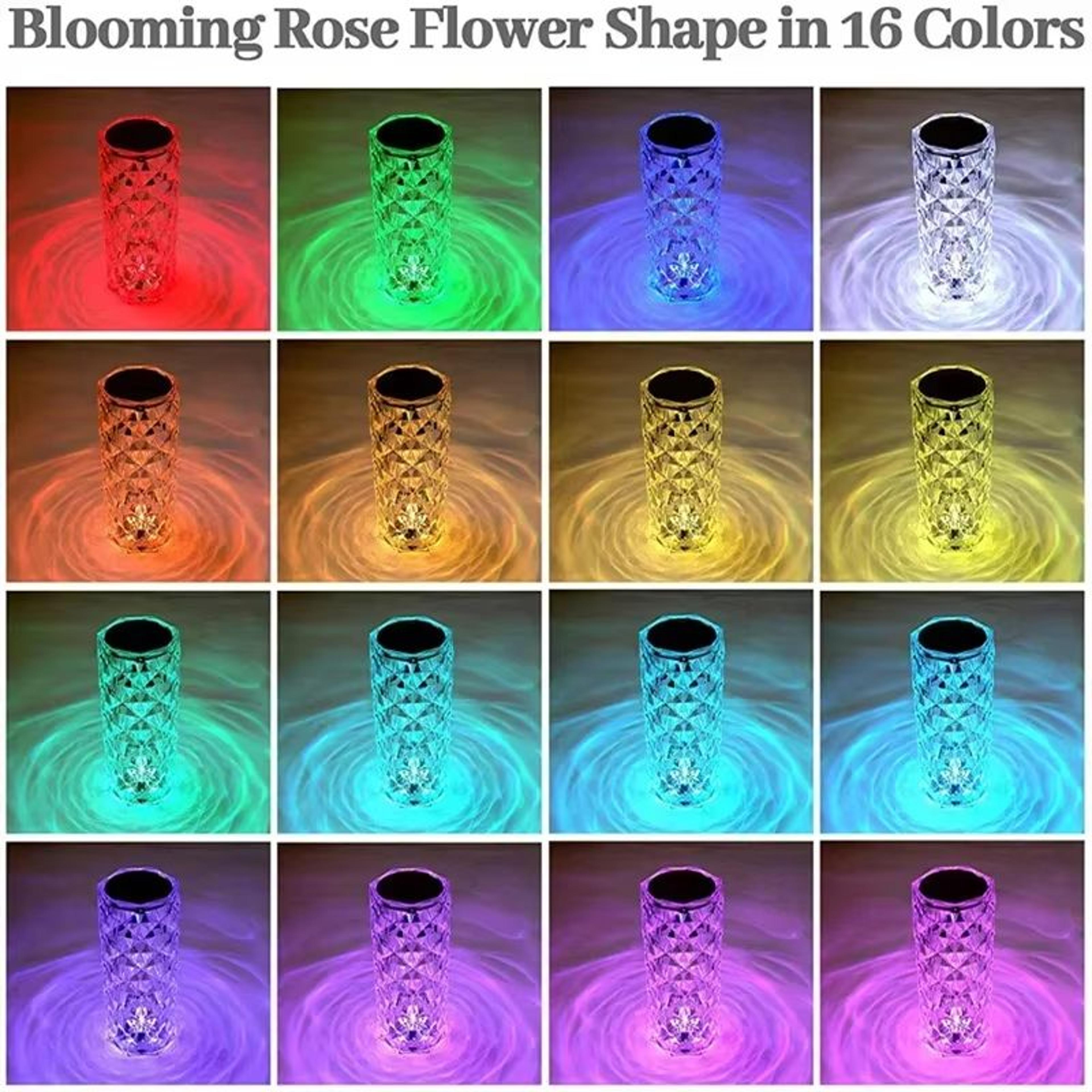 Crystal Diamond Rose Bedside Lamp With 16 Colors Touch  Remote LED Night Light USB Rechargeable 4