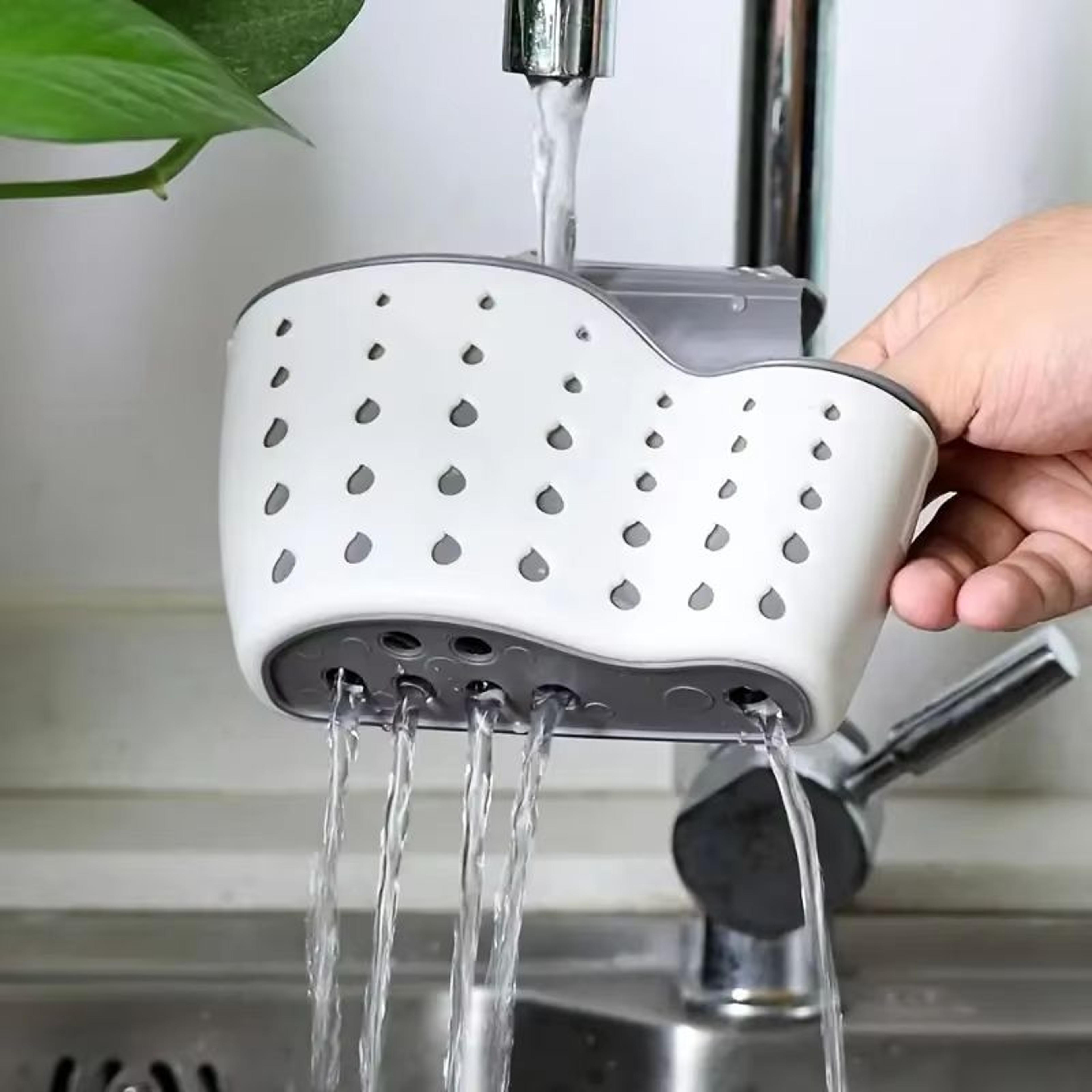 Adjustable Sink Hanging Basket Faucet Mounted Sponge Holder Draining Organizer For Kitchen  Bathroo 3