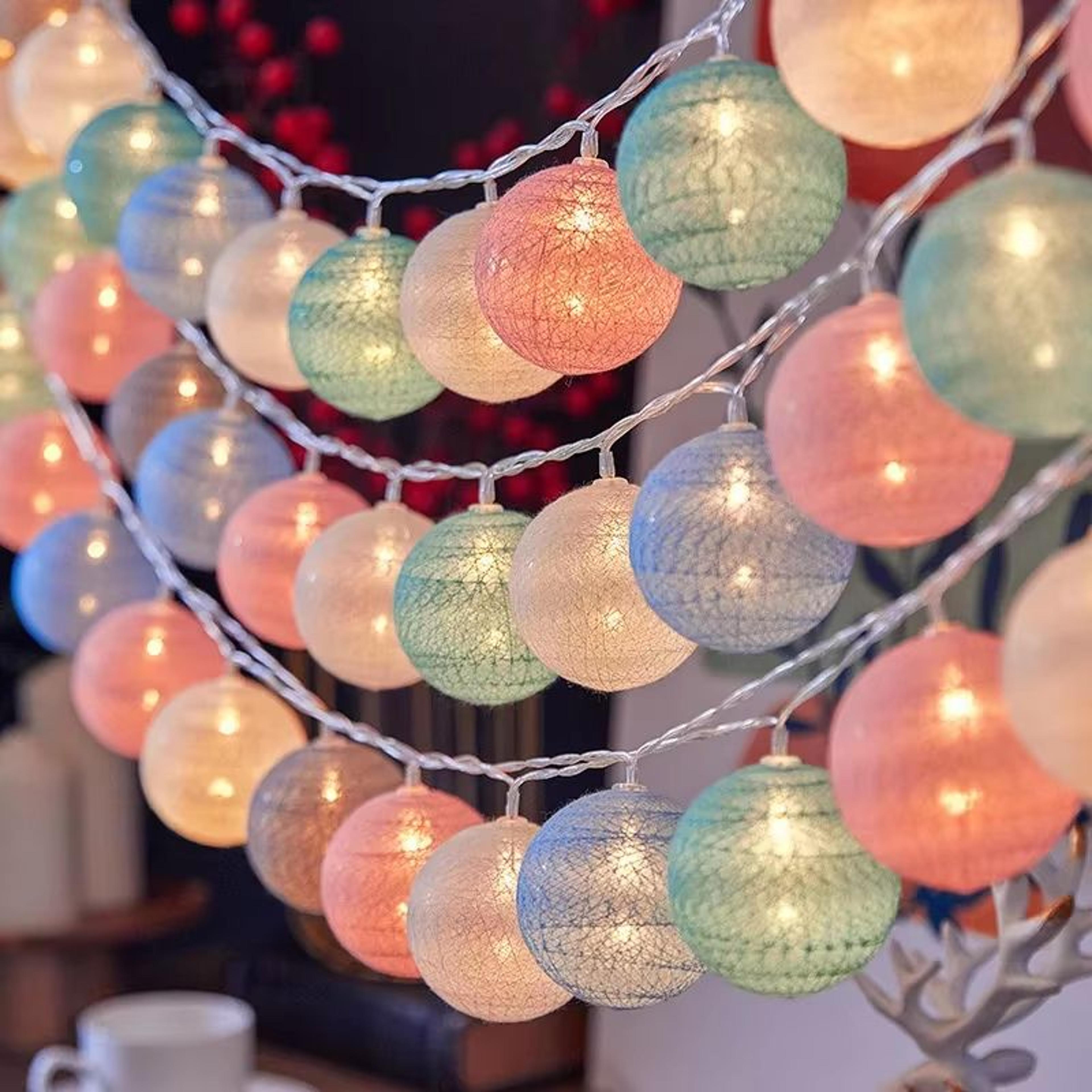 Macaron Cotton Ball String Lights USB LED Decorative Garland 0