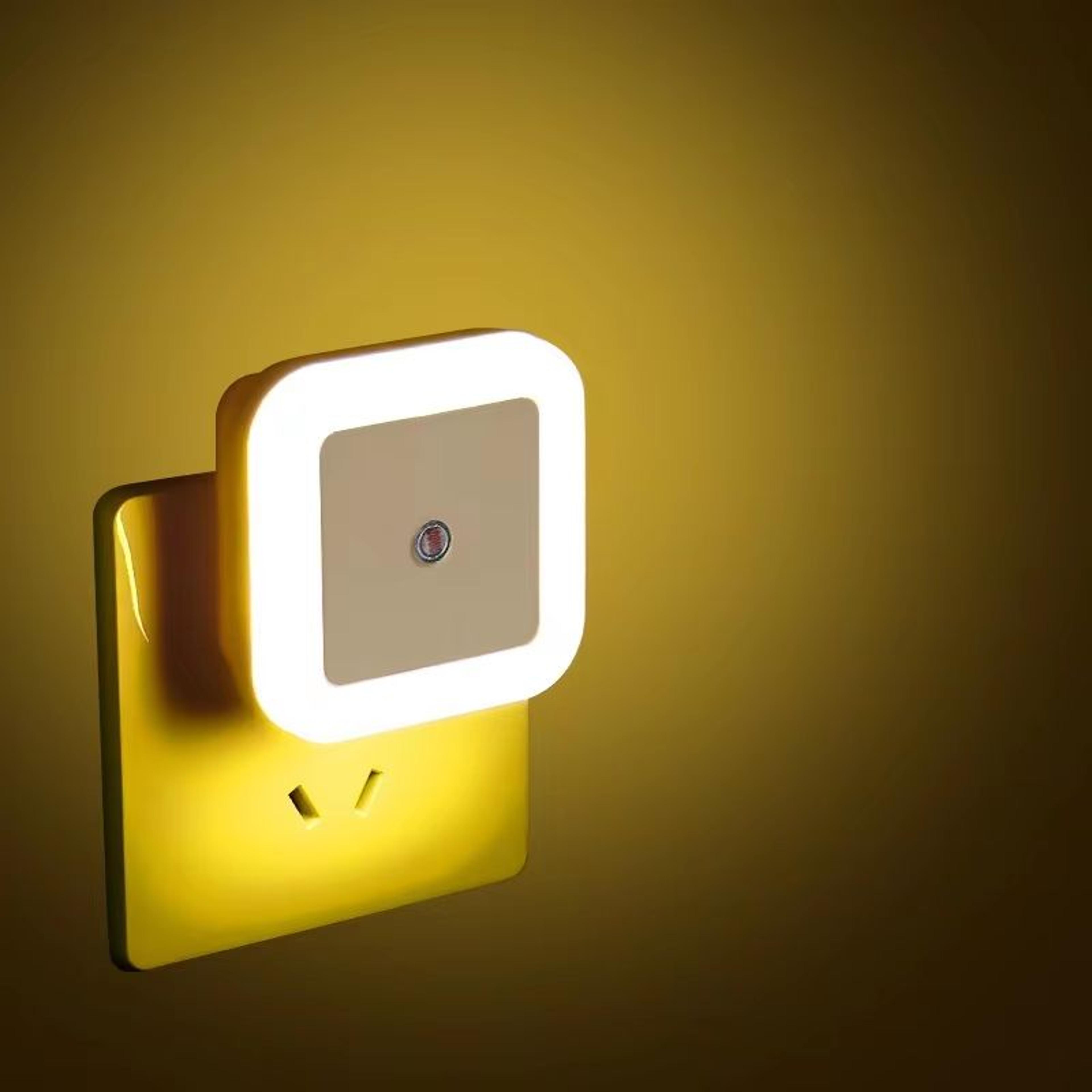 Mini Square Plug In LED Night Light With Auto Sensor Soft Glow Lamp 6