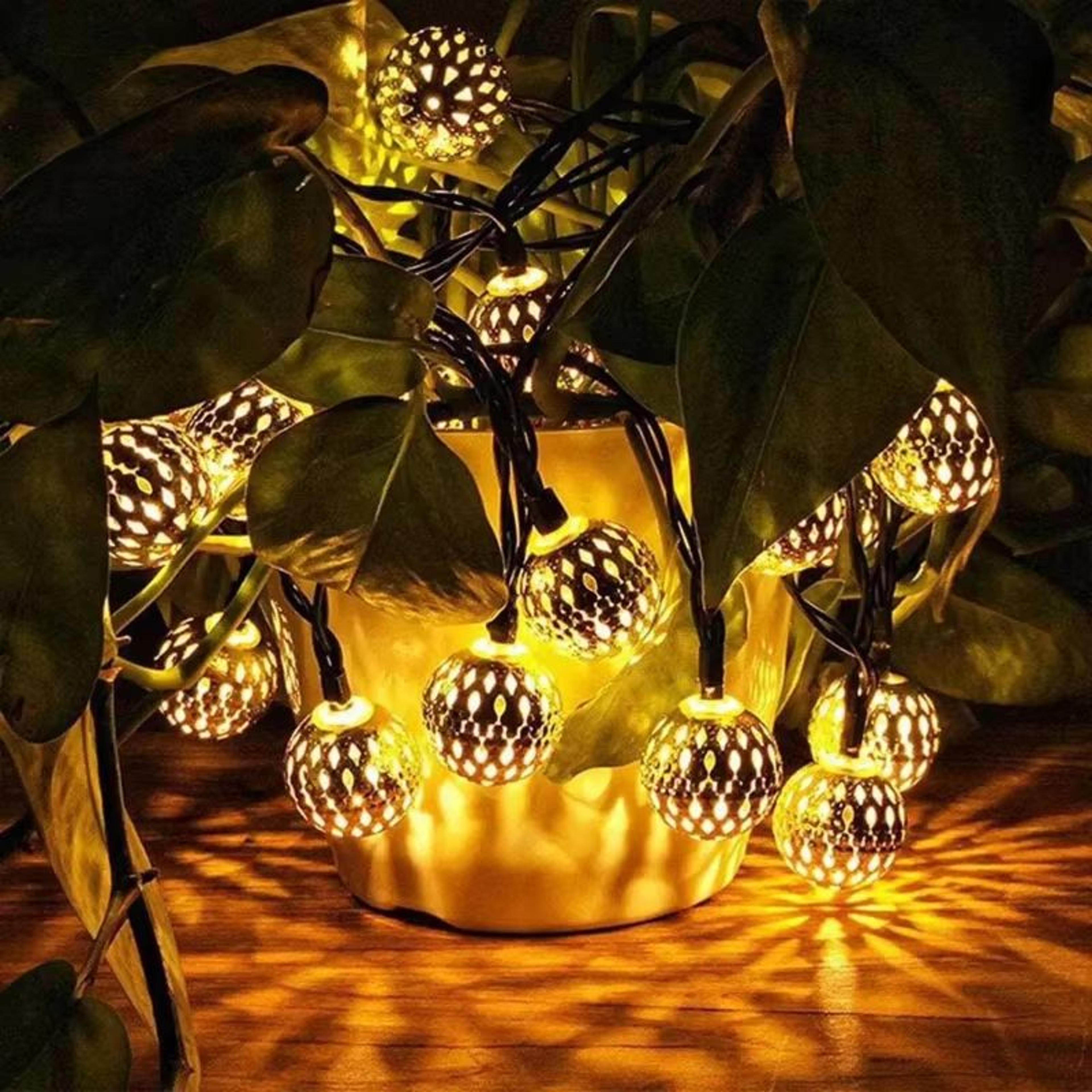 Solar Moroccan Fairy String Lights Waterproof Boho Lantern Outdoor Decor 5