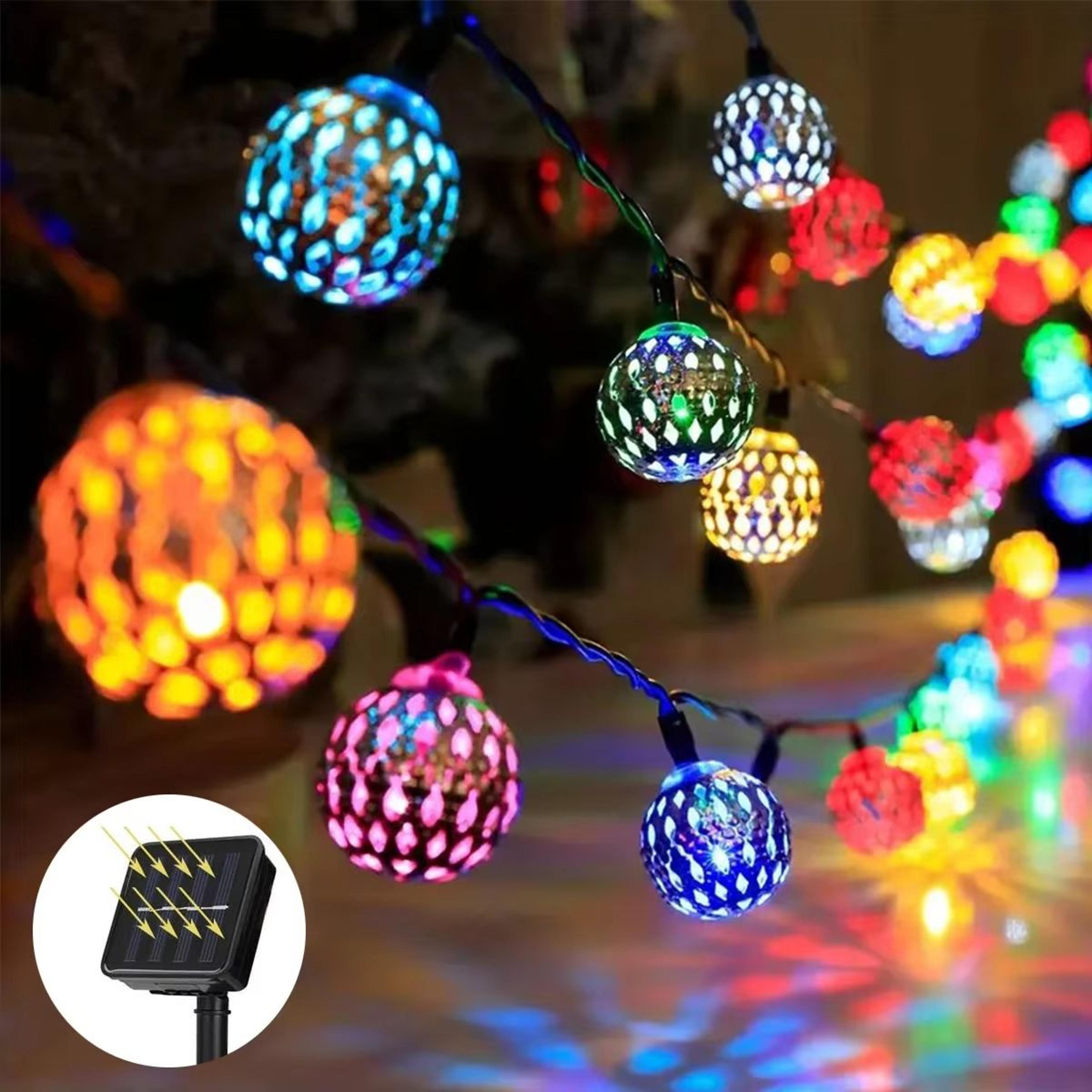 Solar Moroccan Fairy String Lights Waterproof Boho Lantern Outdoor Decor 8