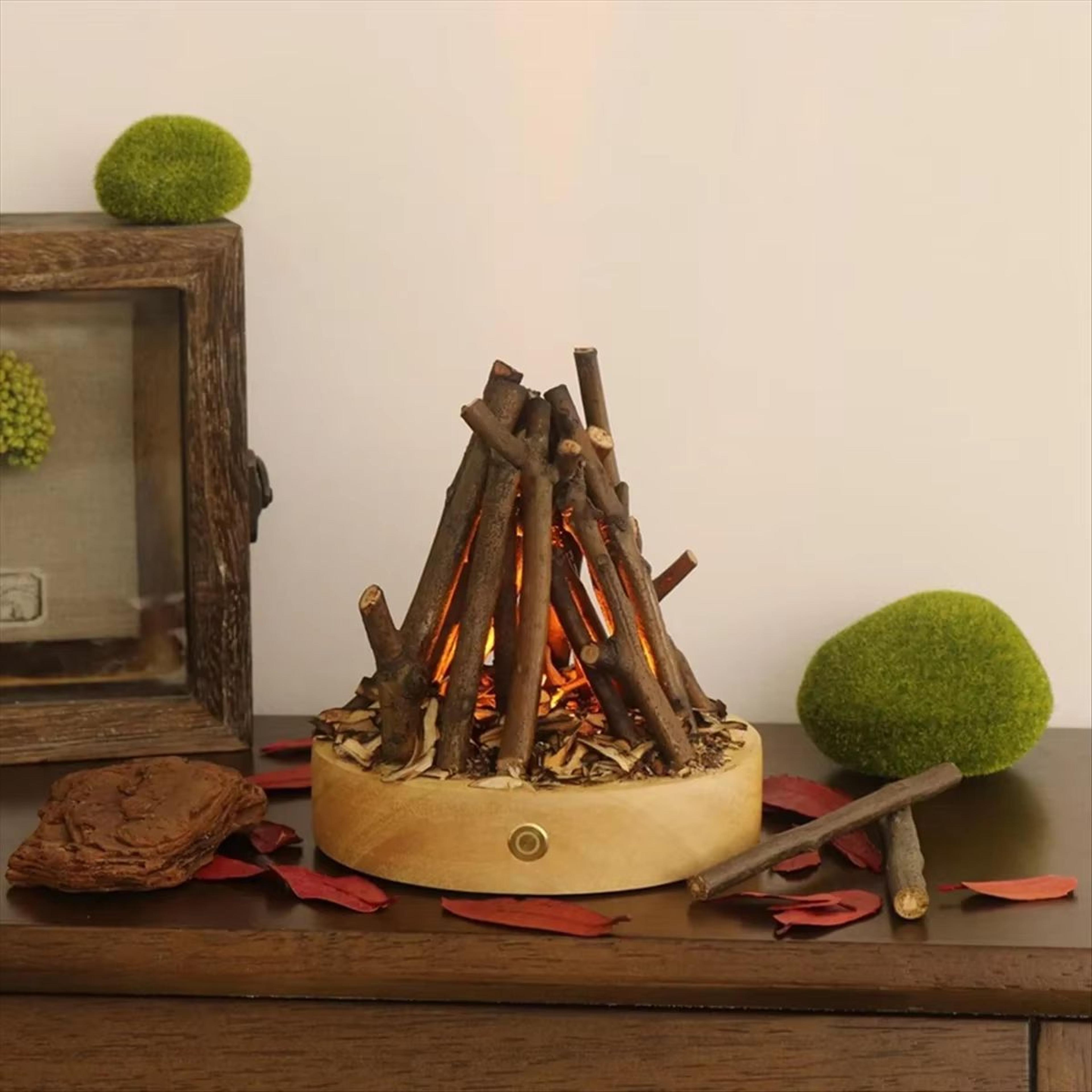 USB Rechargeable Flameless Bonfire Night Light 3 Mode Ambient Fire Lamp 1