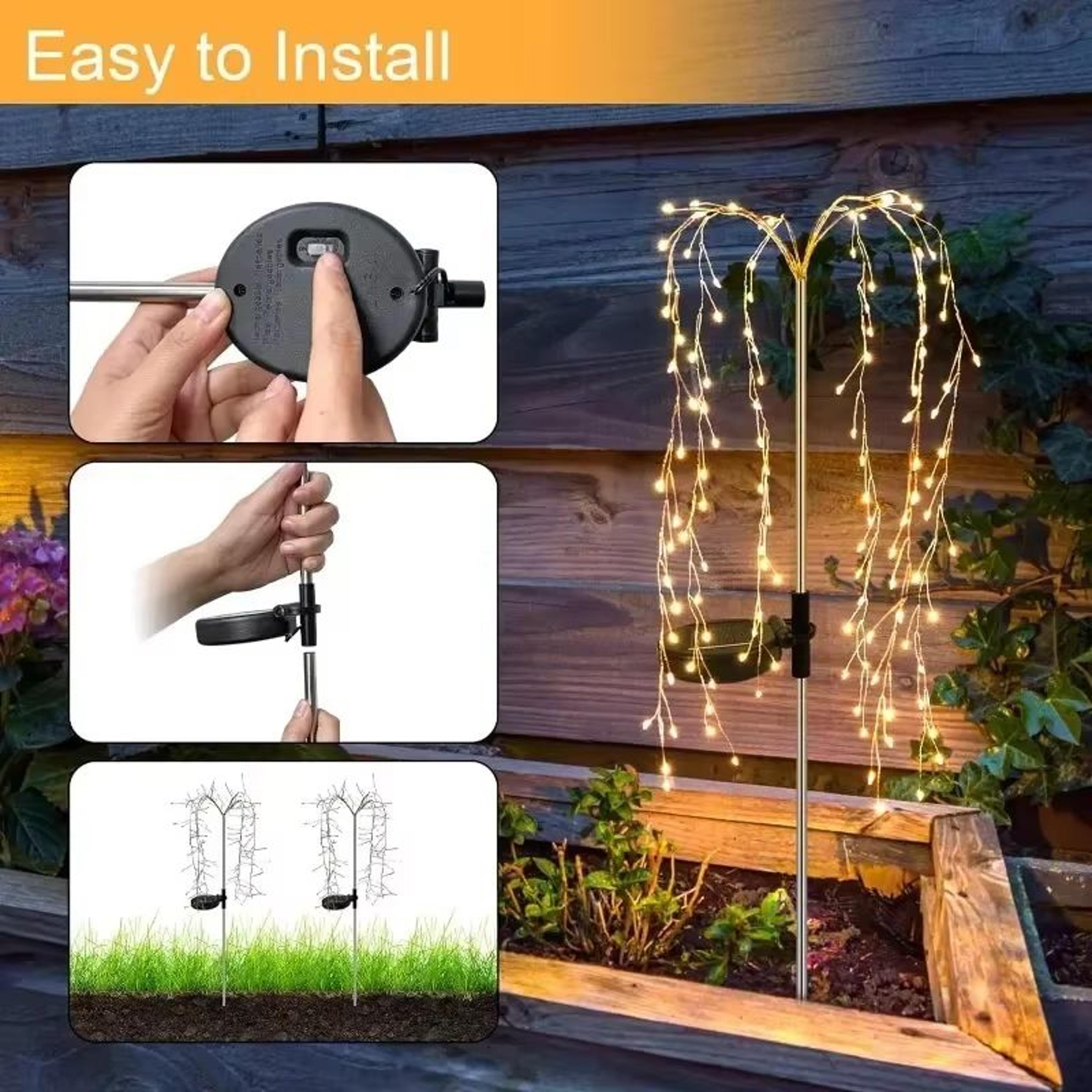 Solar Firework Garden Lights Waterproof LED Starburst Outdoor Decor 4