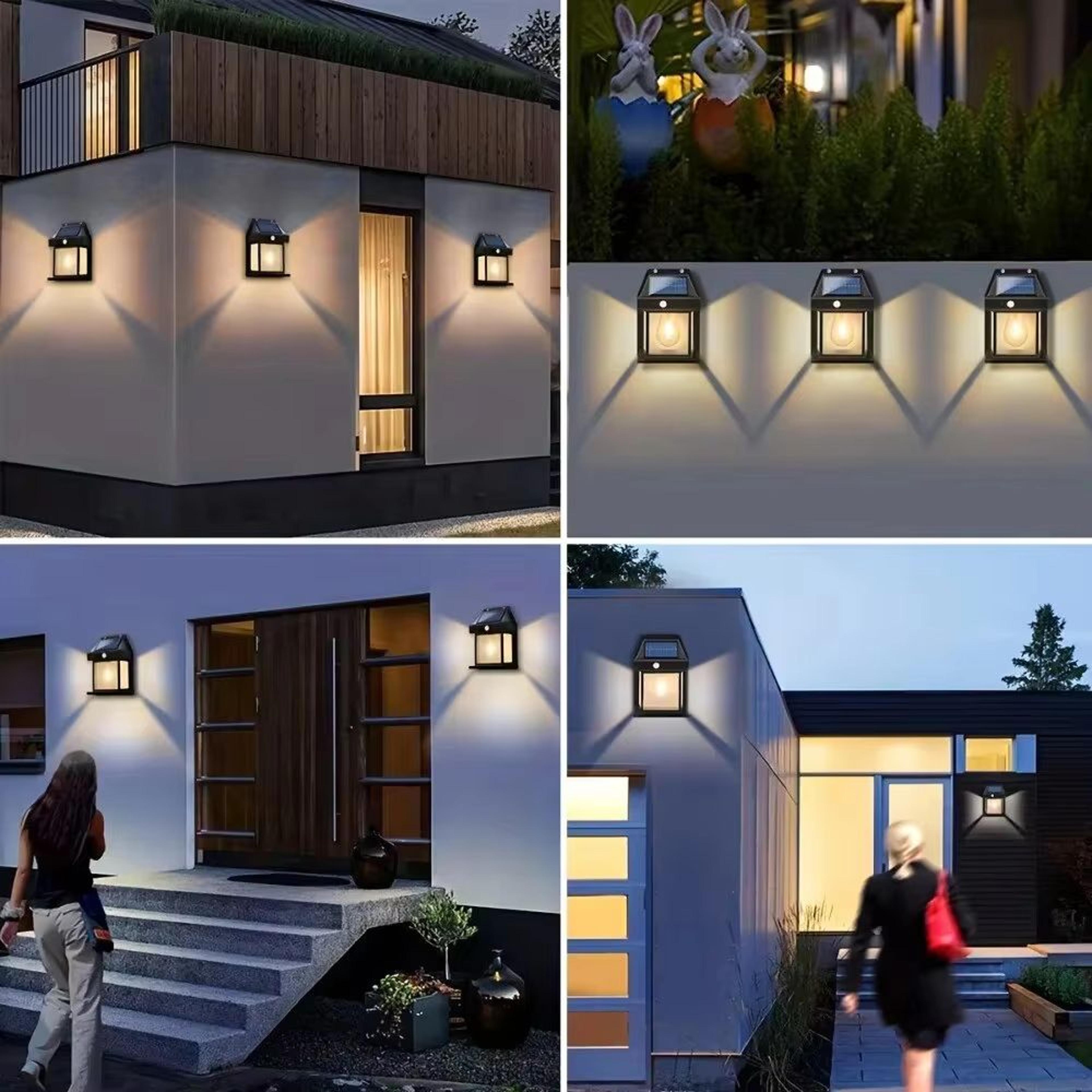 Solar Motion Sensor Wall Lantern Waterproof Outdoor Garden Light 5
