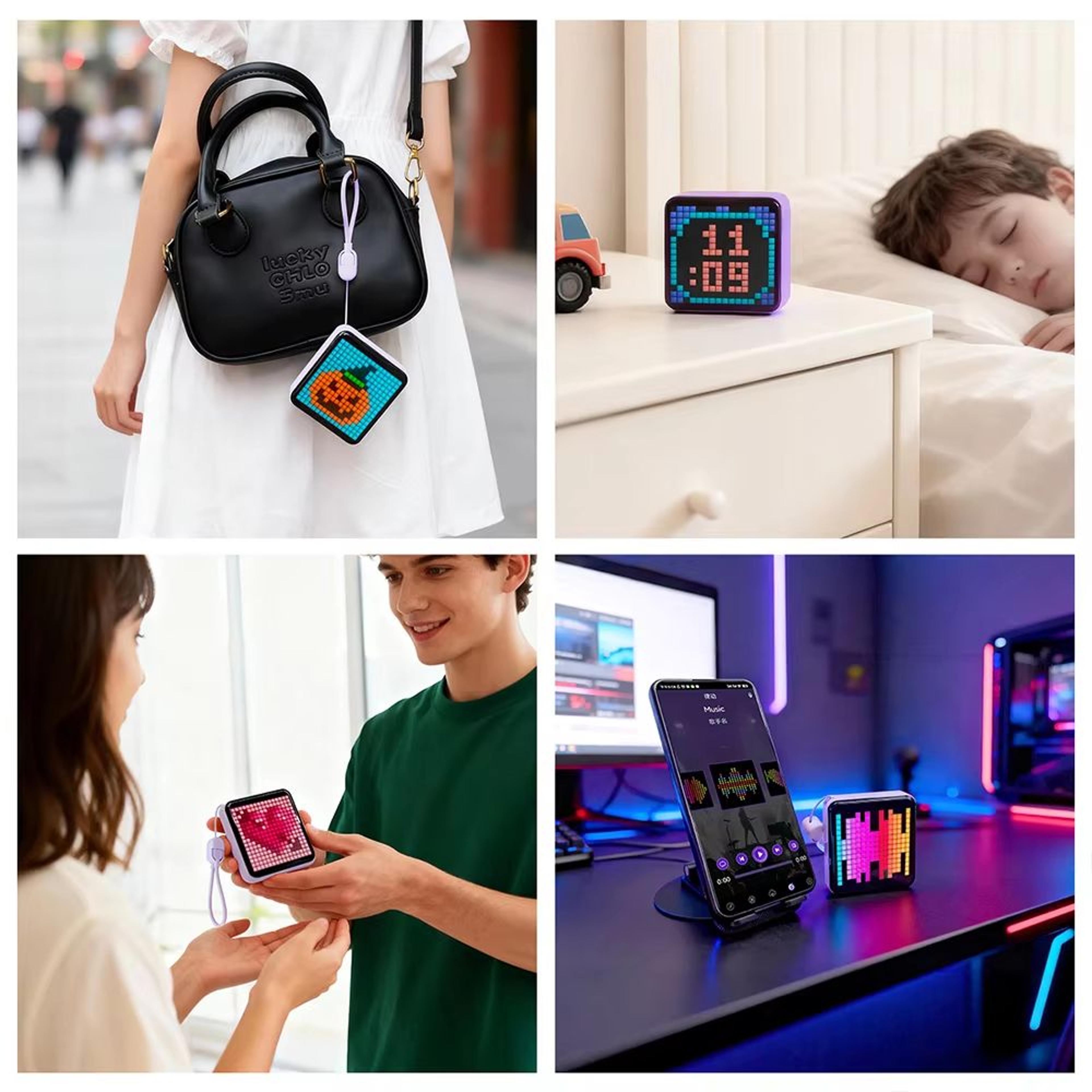 Bluetooth LED Pixel Display DIY Smart Desk Light With Power Bank 4