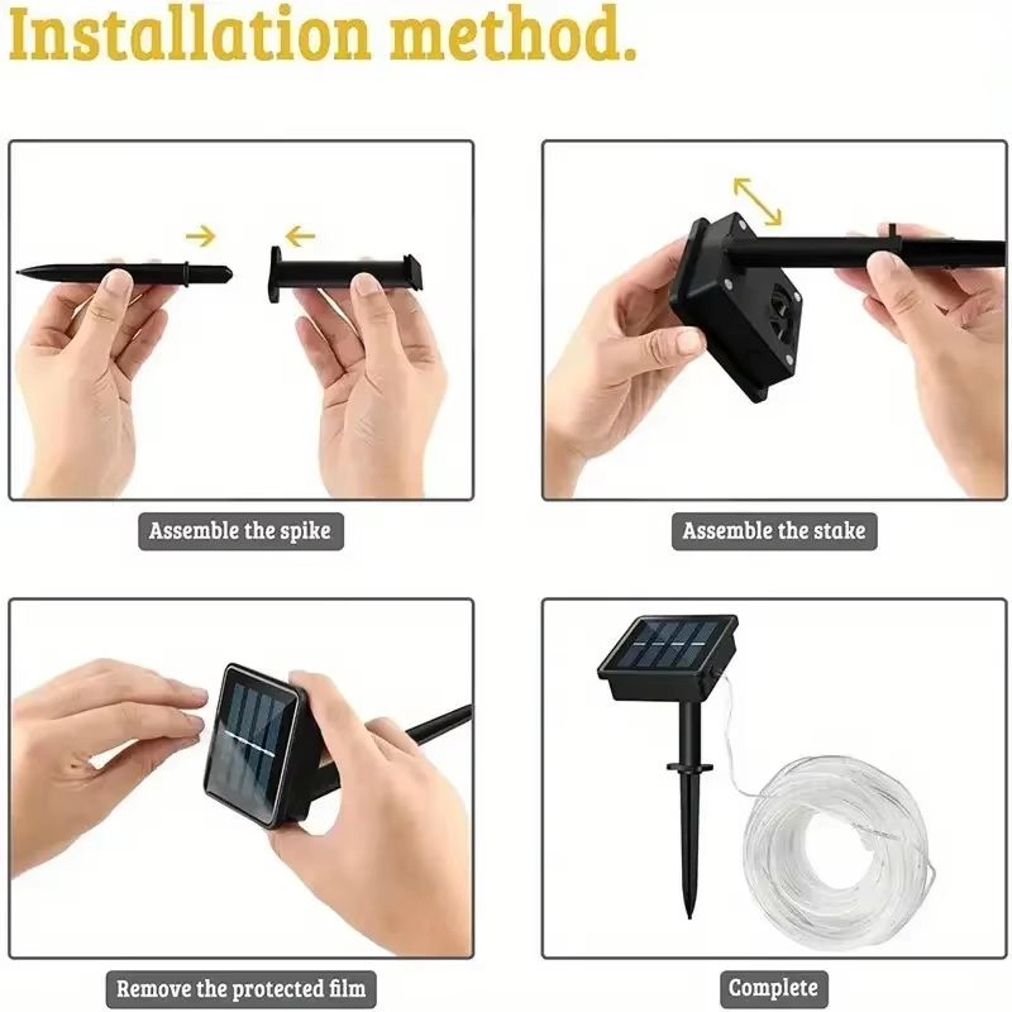 Solar LED Rope Lights Waterproof Outdoor Garden Path Decor 2