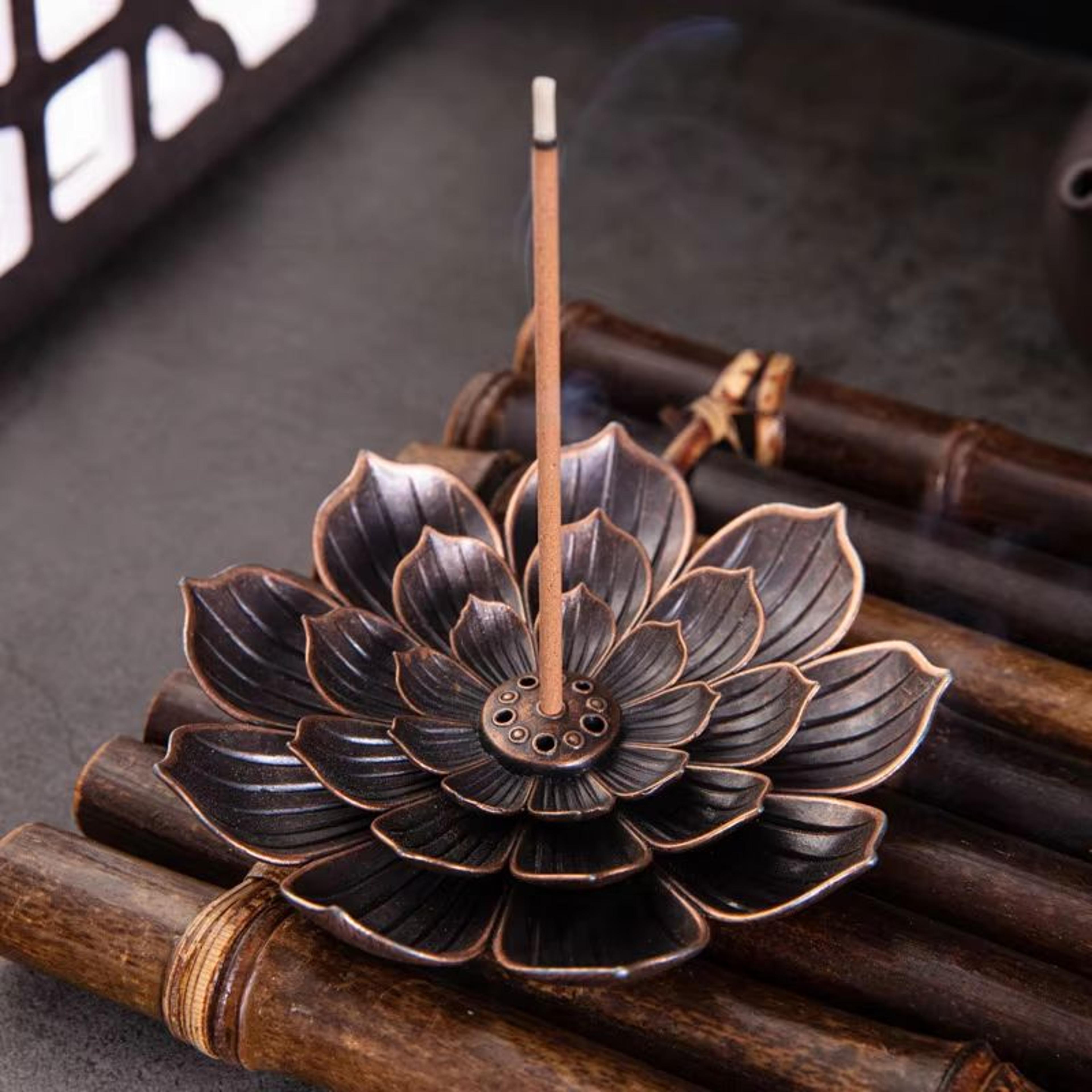 Lotus Alloy Incense Burner Stick And Coil Holder For Home Meditation Decor 2