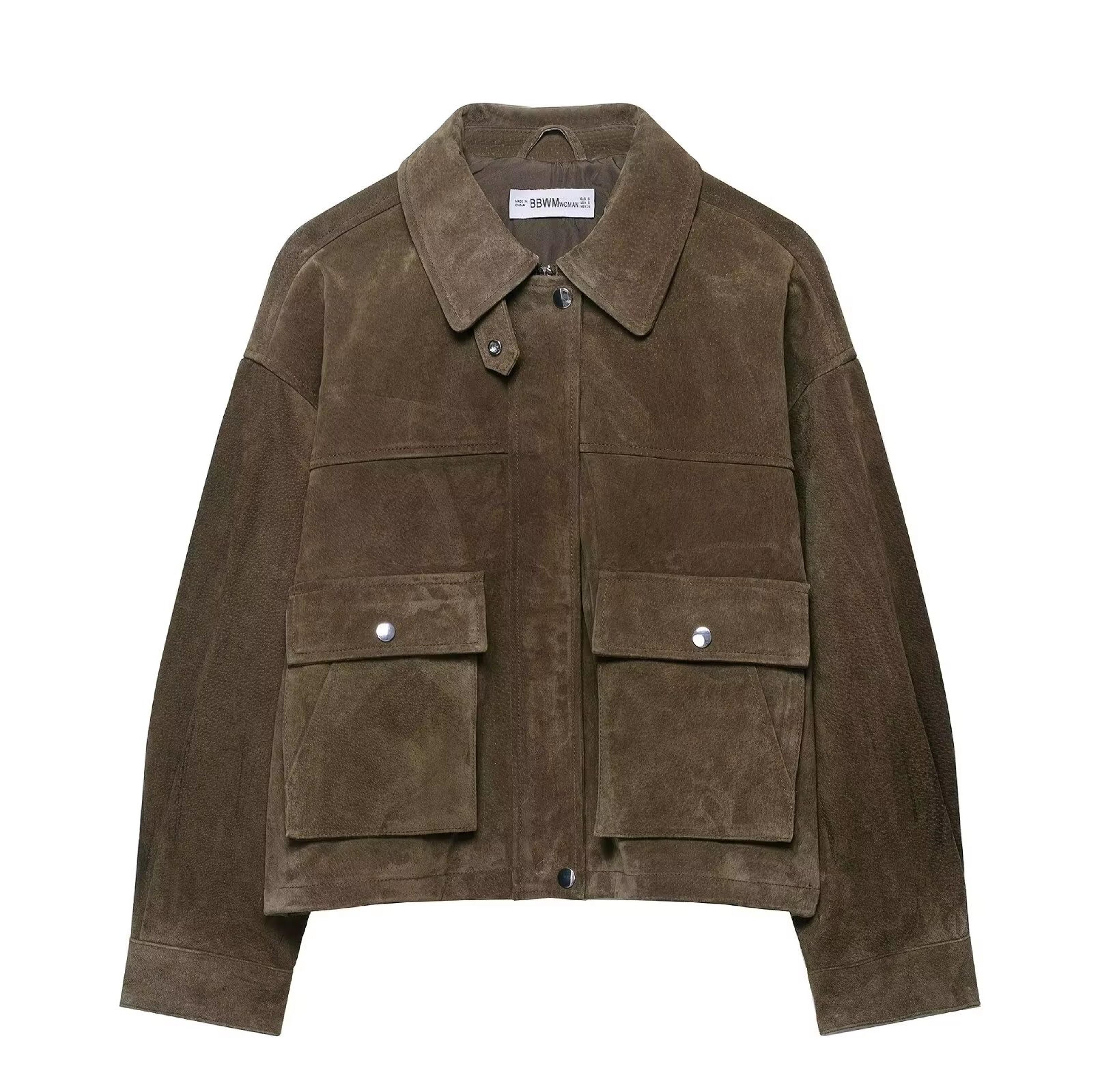 Womens Genuine Leather Pilot Jacket Vintage European Style Autumn Coat 6