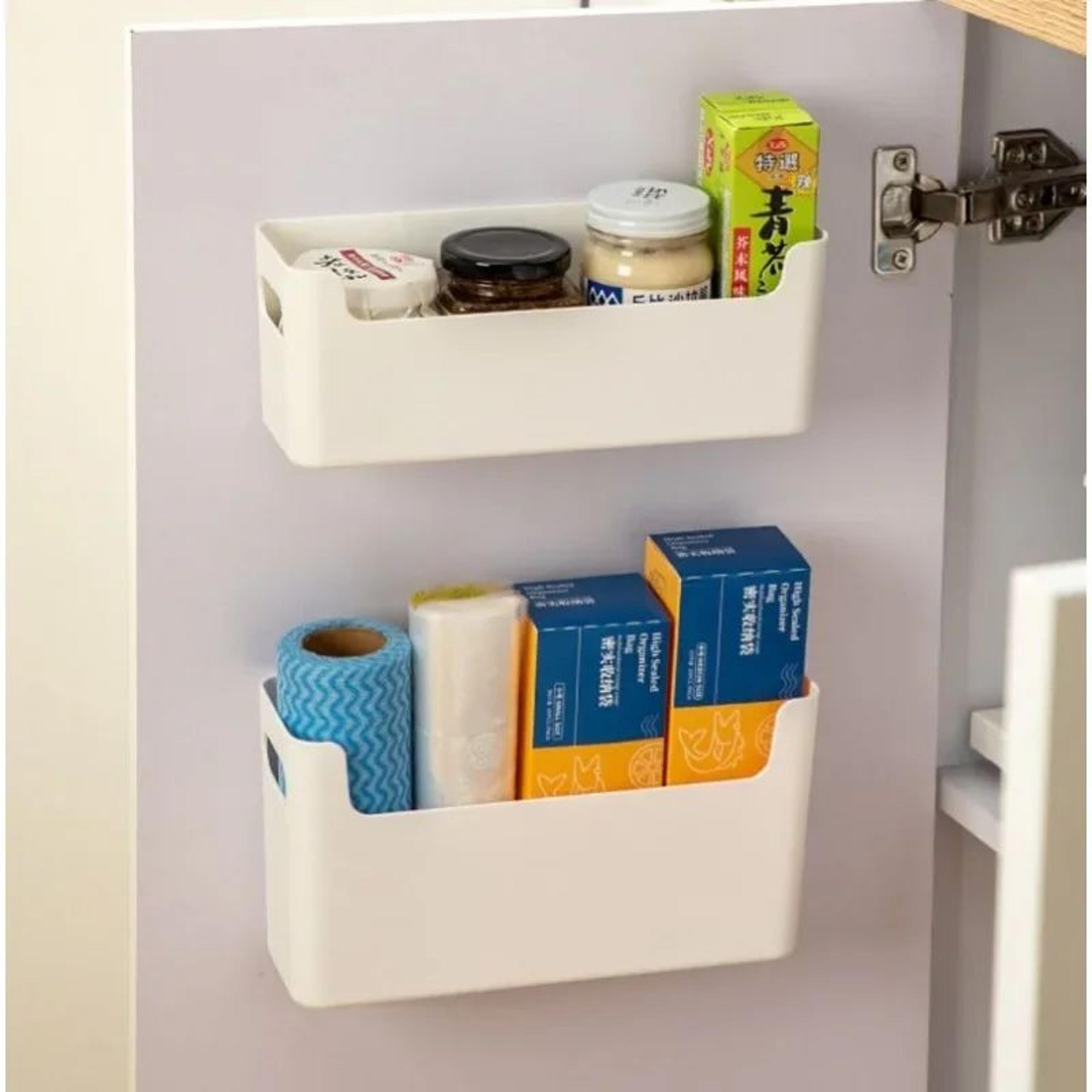 wall mounted cabinet door organizer rack with cling film holder and drain shelf