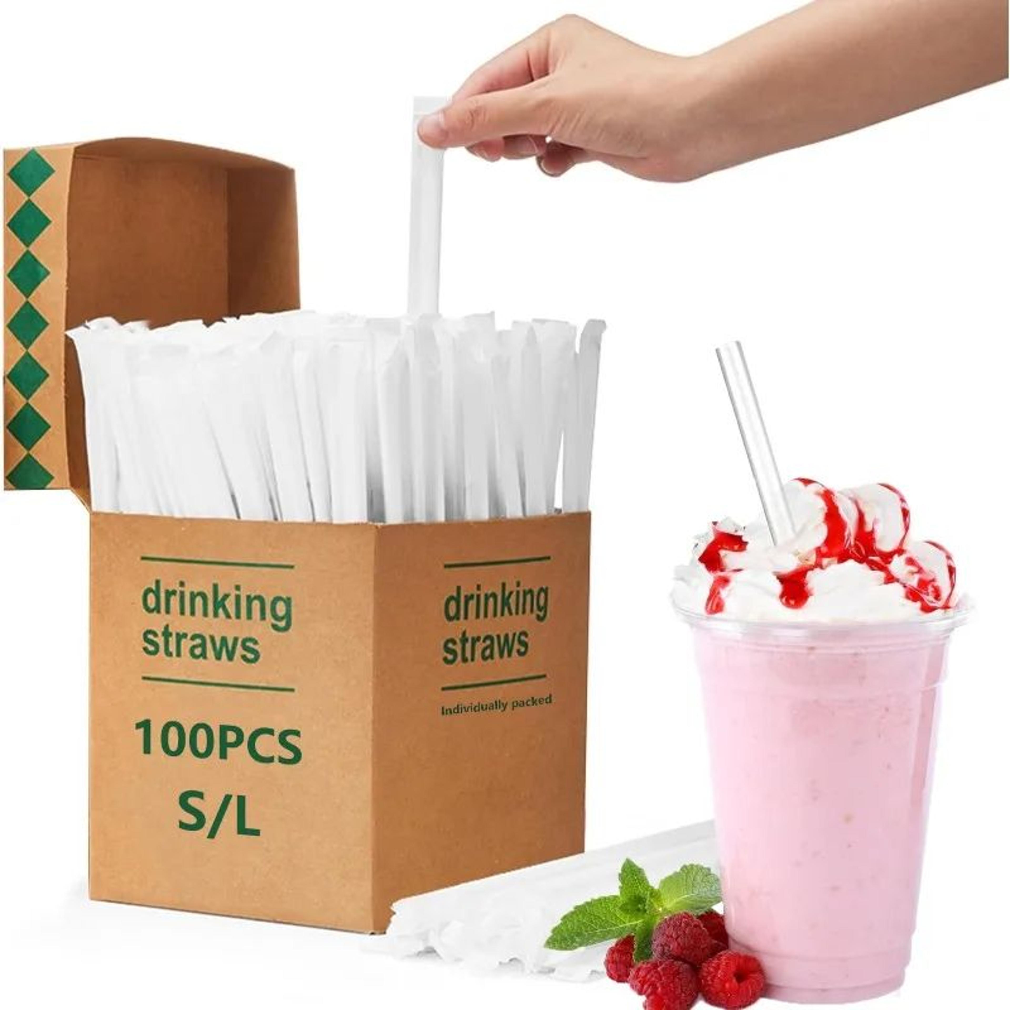 individually wrapped disposable drinking straws 100pcs clear hygienic party straws
