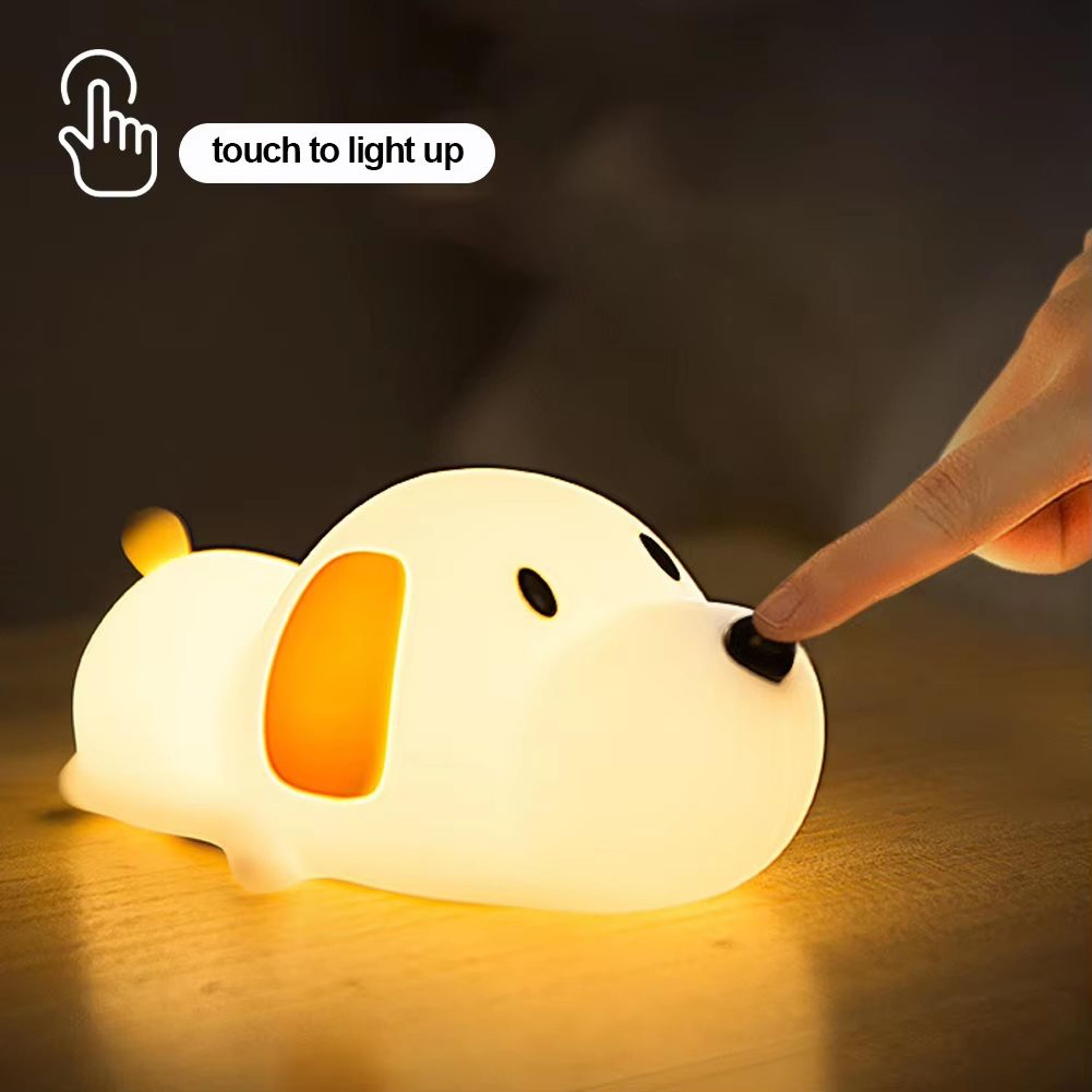 USB Rechargeable Silicone Puppy Night Light Touch Sensor Color Changing Bedside Lamp 1