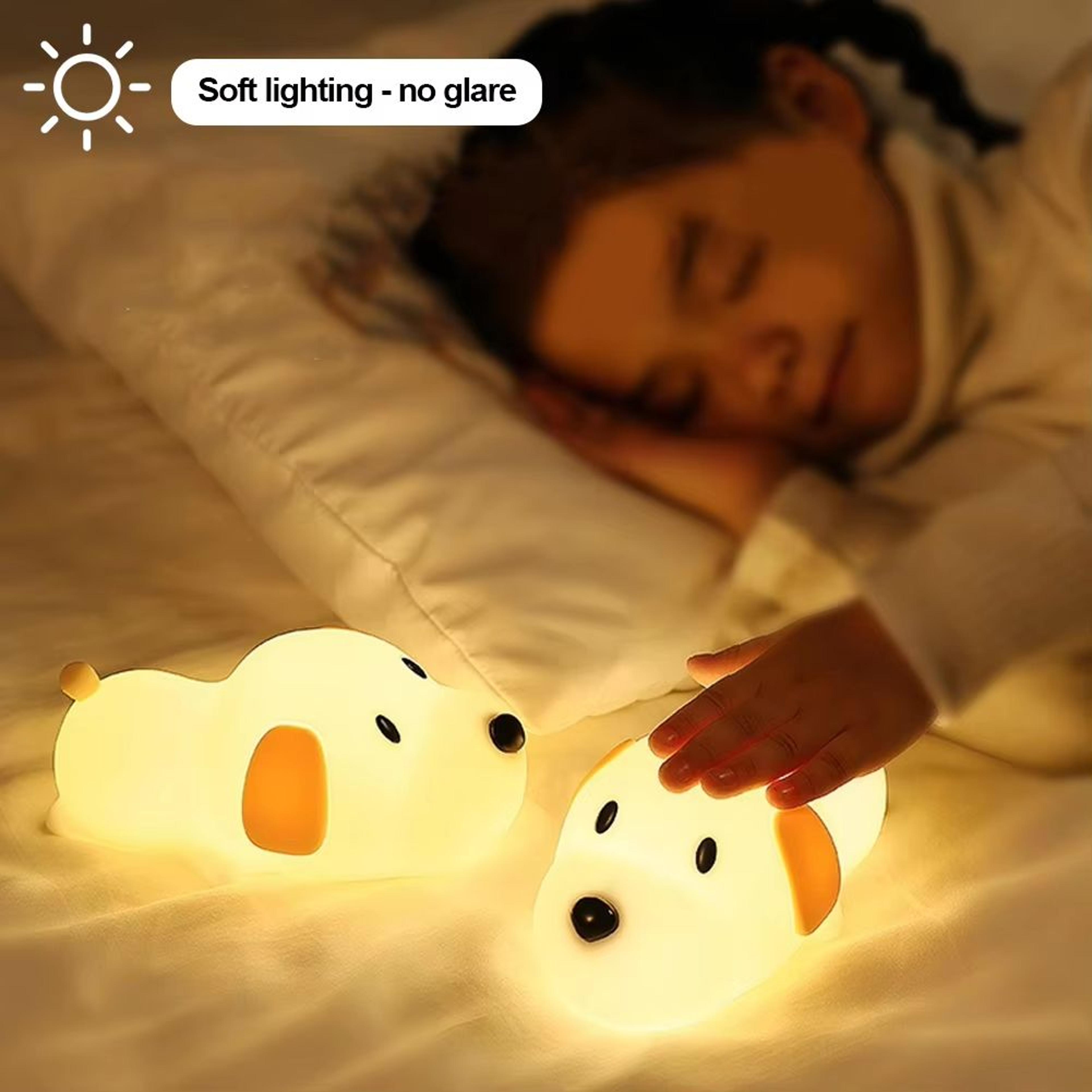 USB Rechargeable Silicone Puppy Night Light Touch Sensor Color Changing Bedside Lamp 3