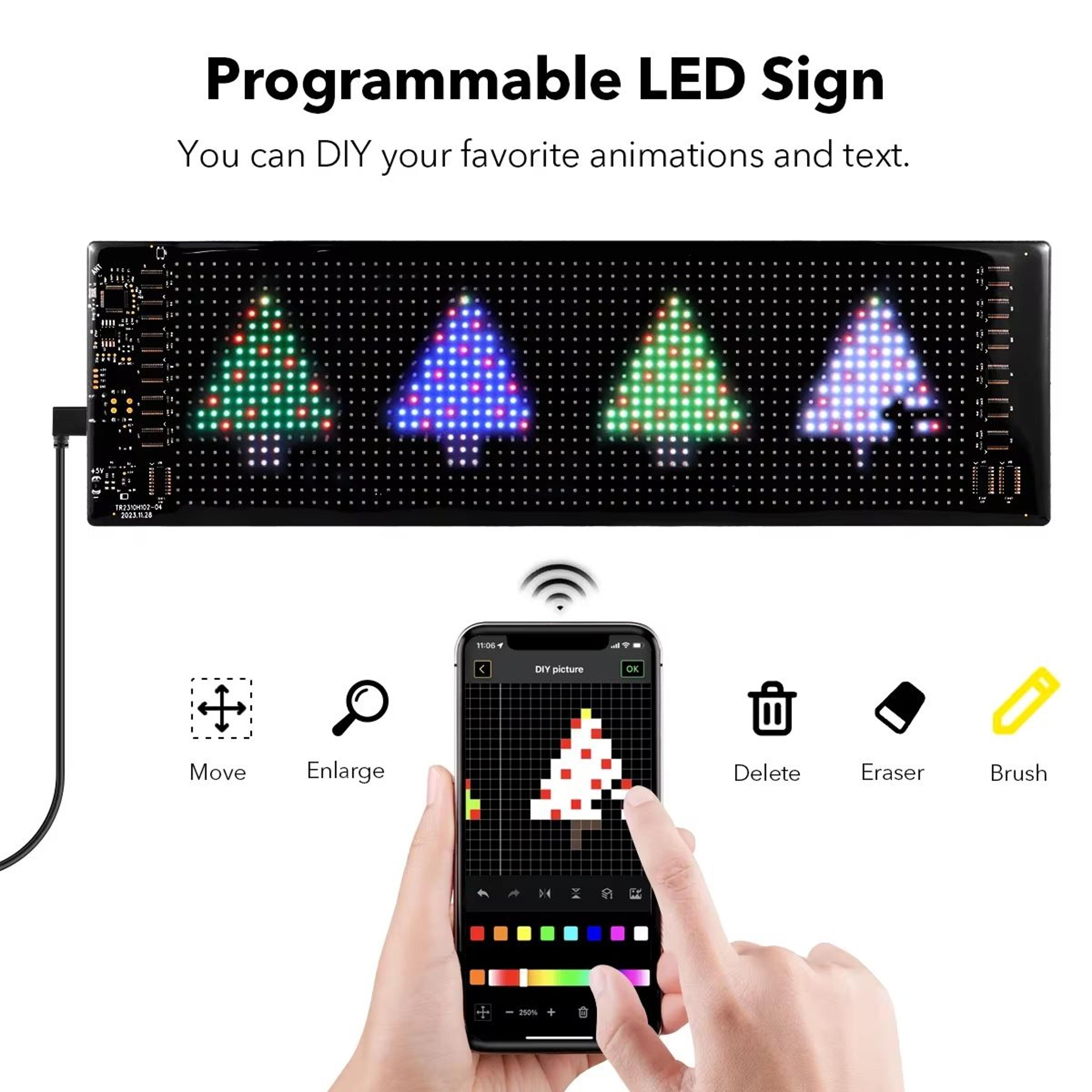 Bluetooth App Controlled Scrolling LED Sign Panel Custom Text Animation Car Display 3