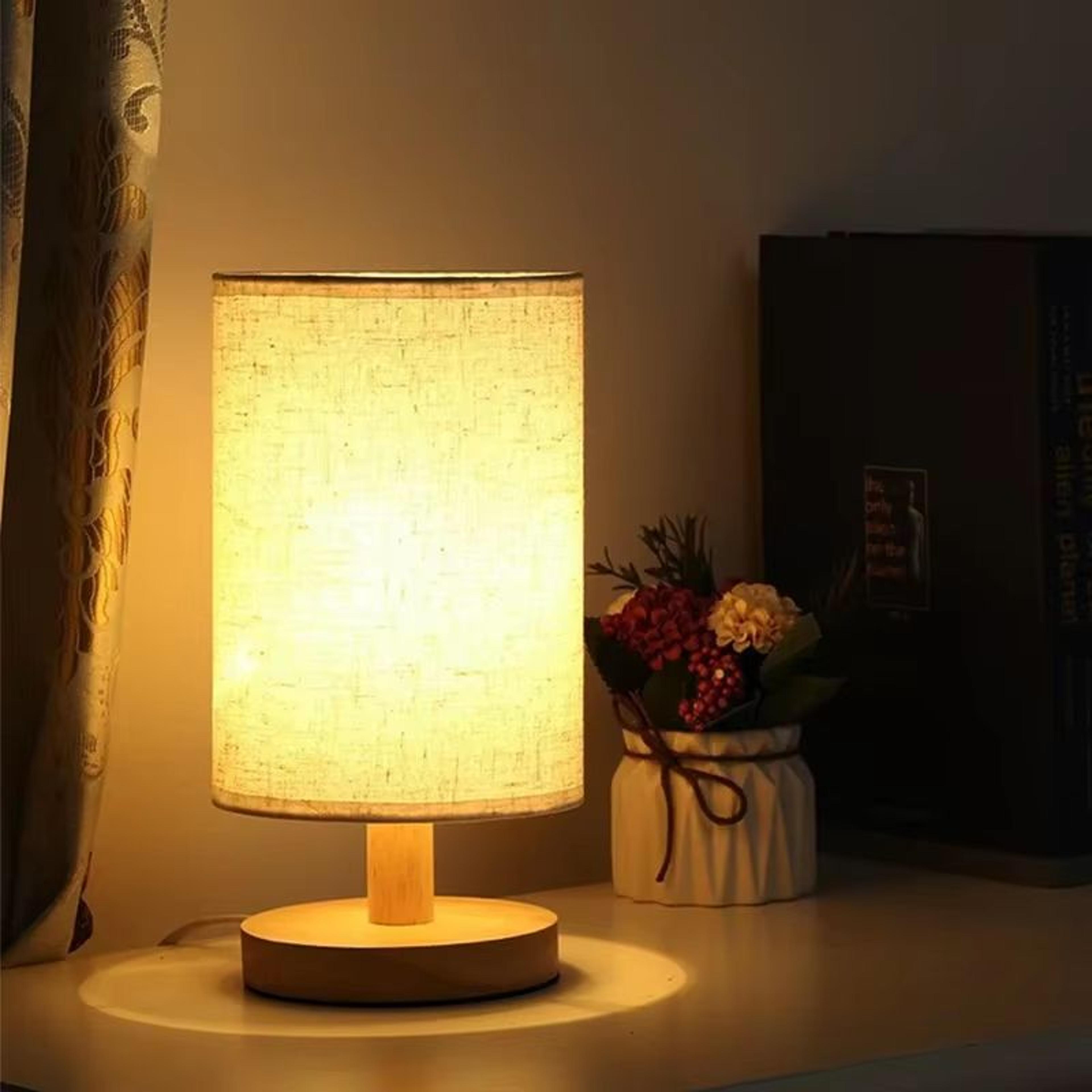 chinese inspired fabric shade led table lamp usb dimmable bedside light