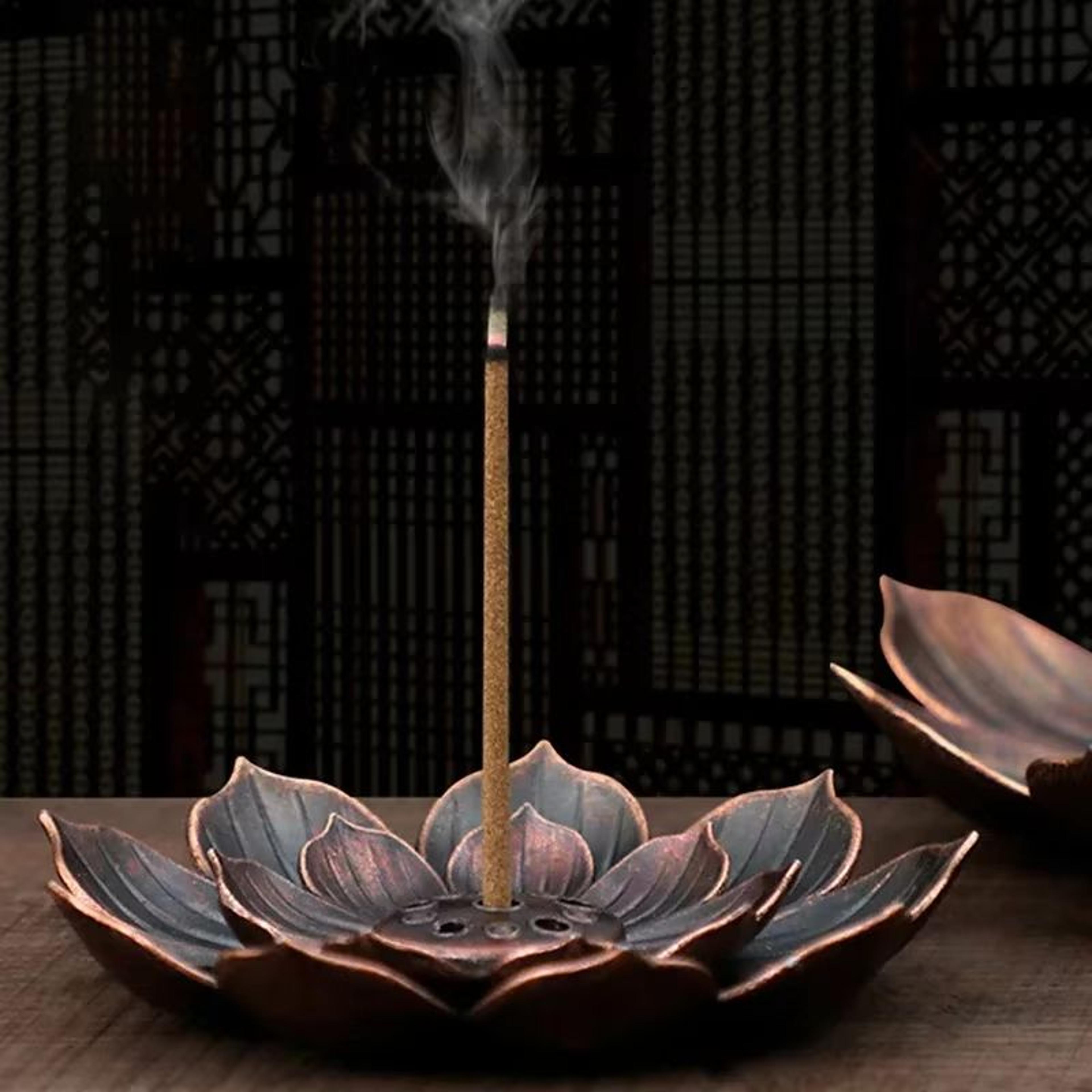 Lotus Alloy Incense Burner Plate Bronze Stick Holder For Meditation And Home Decor 6