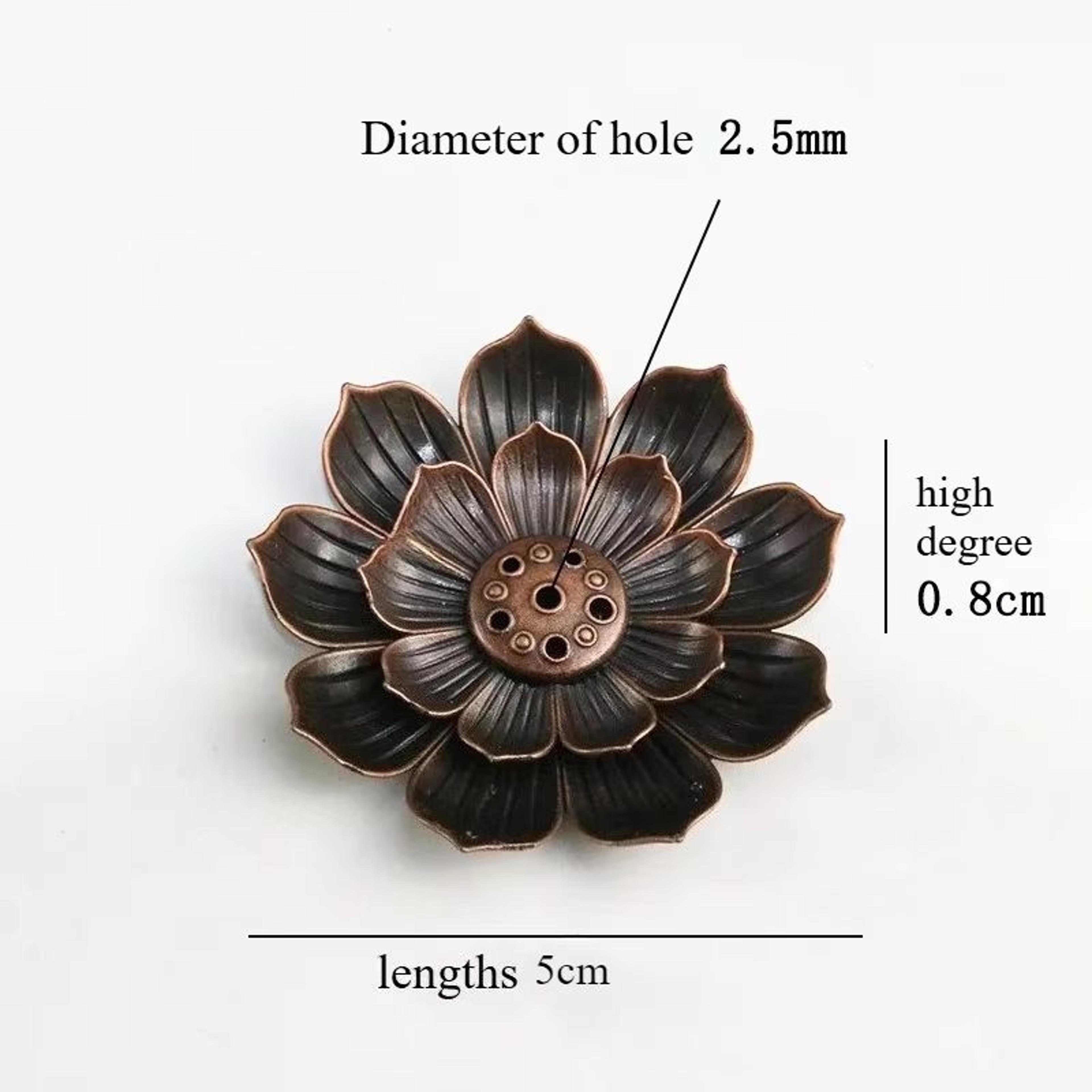 Bronze Lotus Alloy Incense Burner Plate Stick Holder Zen Meditation Decor 7
