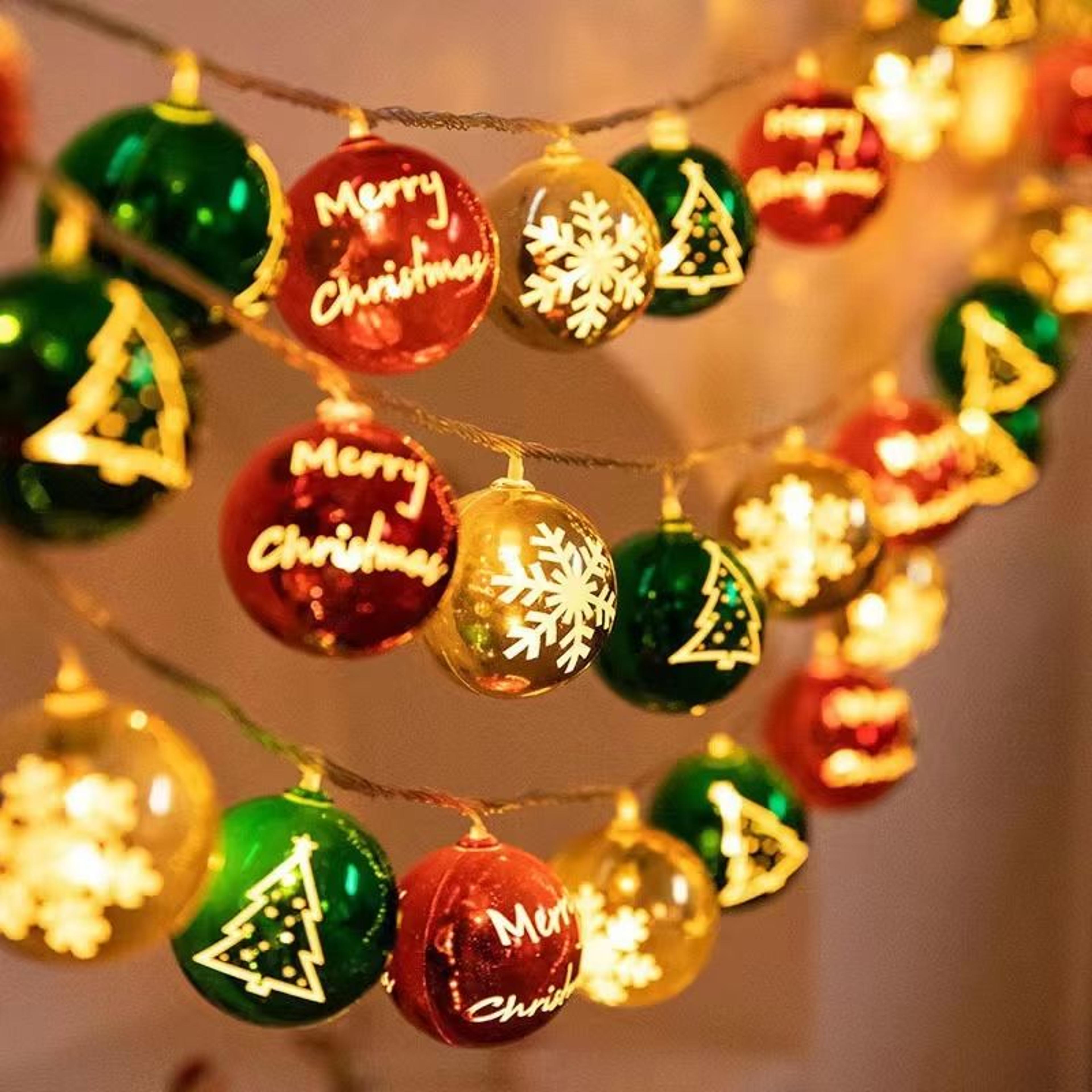 Battery Powered Christmas Ball String Lights 15m 10 LED Festive Decor 1