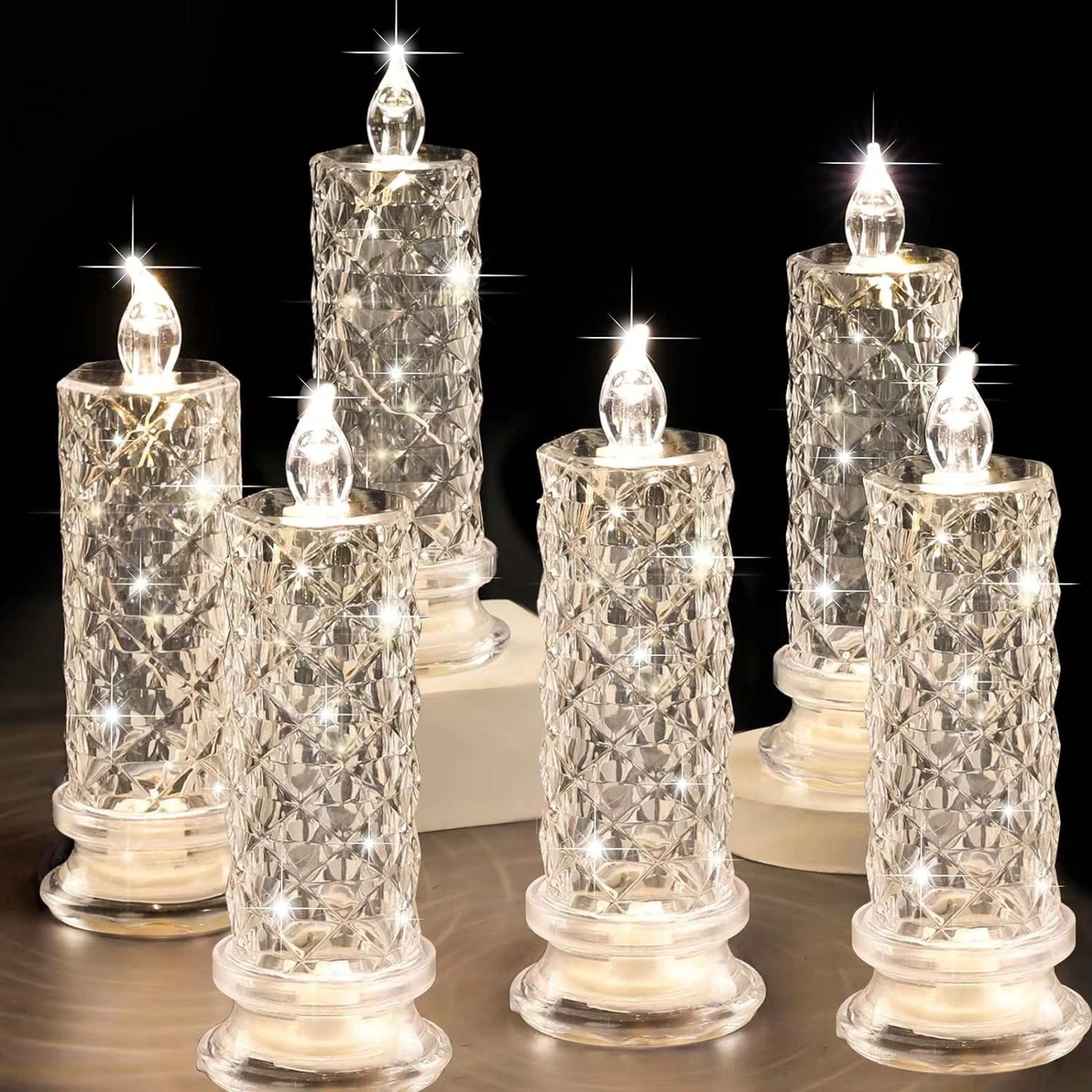 transparent crystal flameless led candles for wedding table and room decor