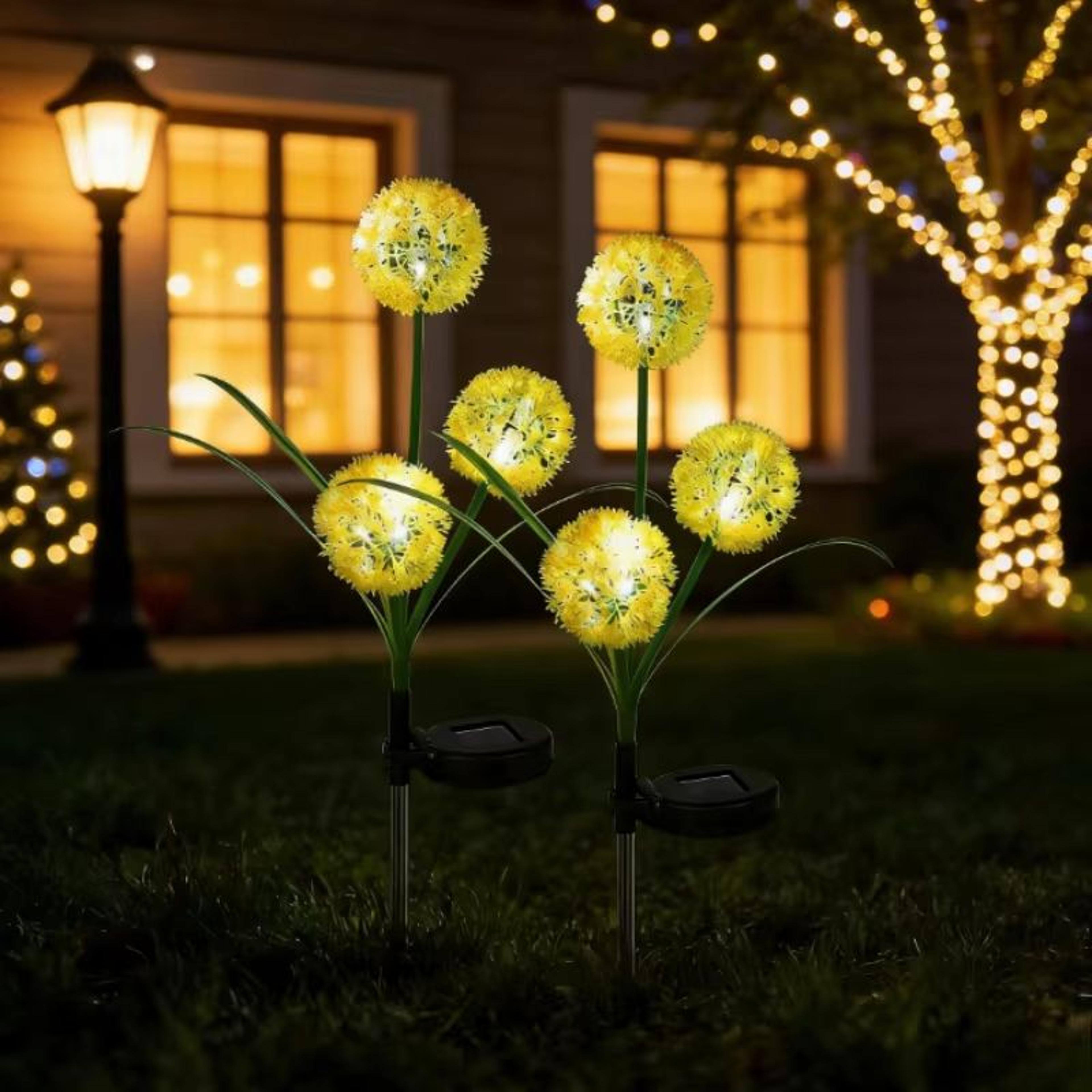 3 head solar scallion ball garden light waterproof outdoor pathway decor
