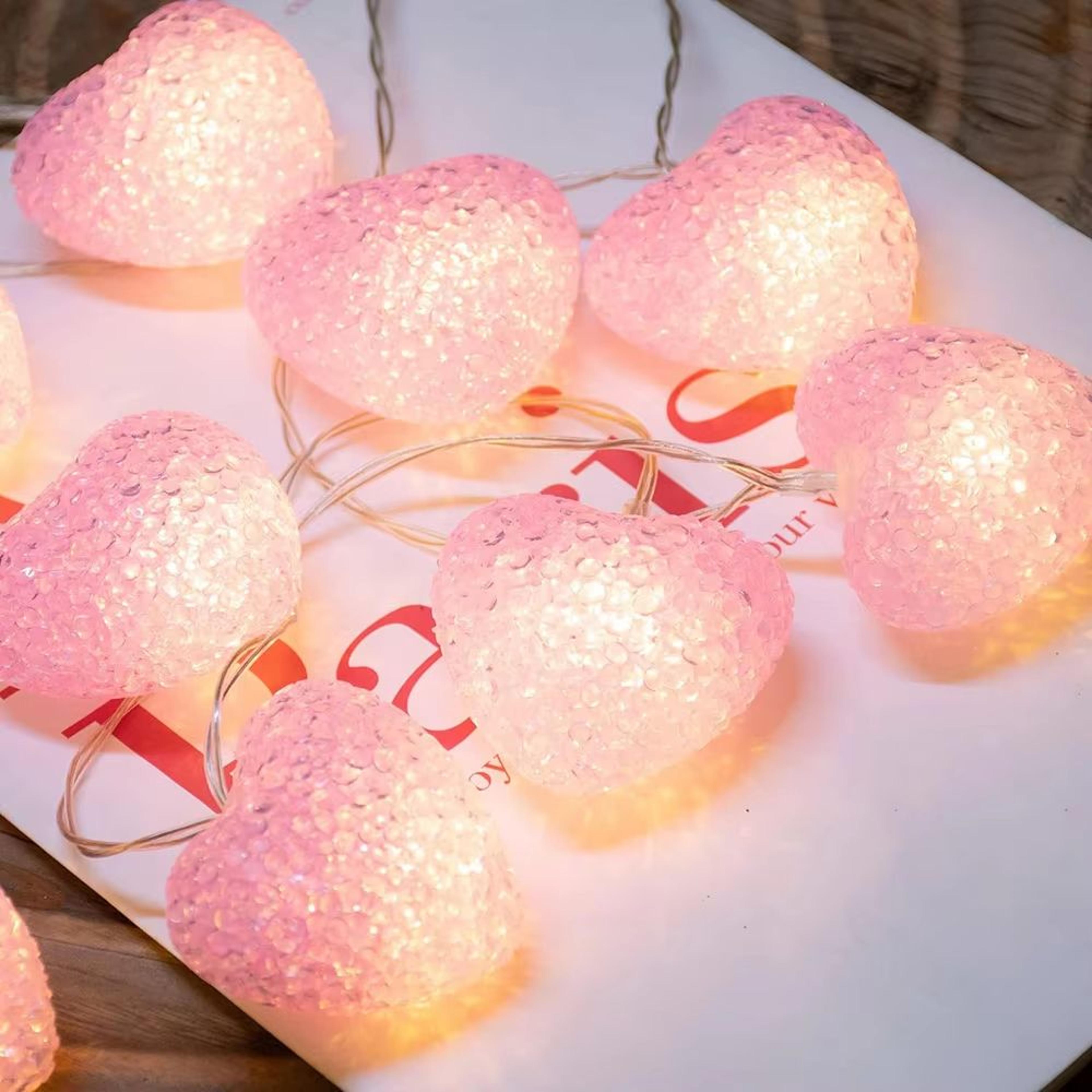 Heart Fairy String Lights Battery Operated Romantic LED Decor 6