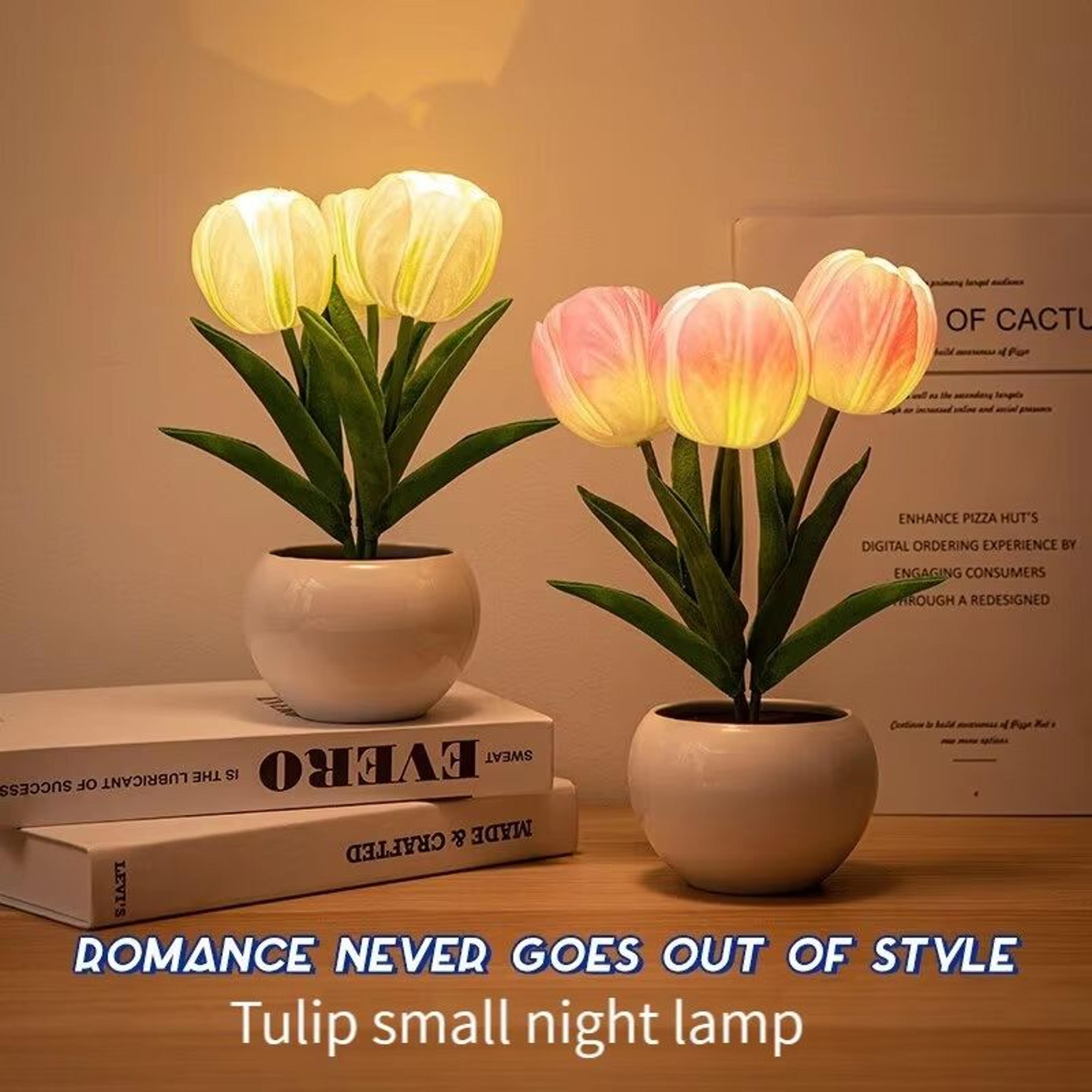 LED Tulip Night Light Bouquet  Romantic Battery Powered Bedside Flower Lamp 5