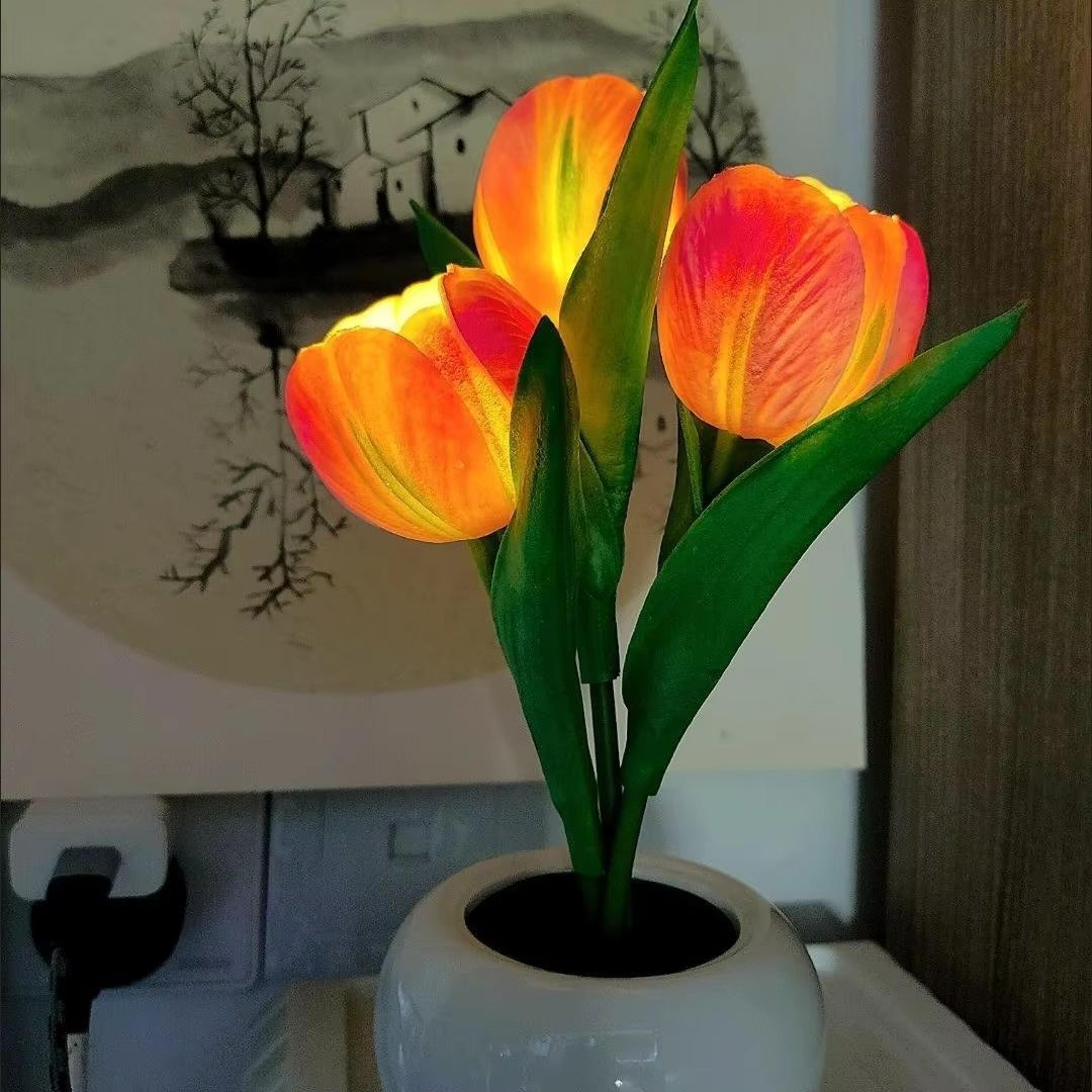 LED Tulip Night Light Bouquet  Romantic Battery Powered Bedside Flower Lamp 7