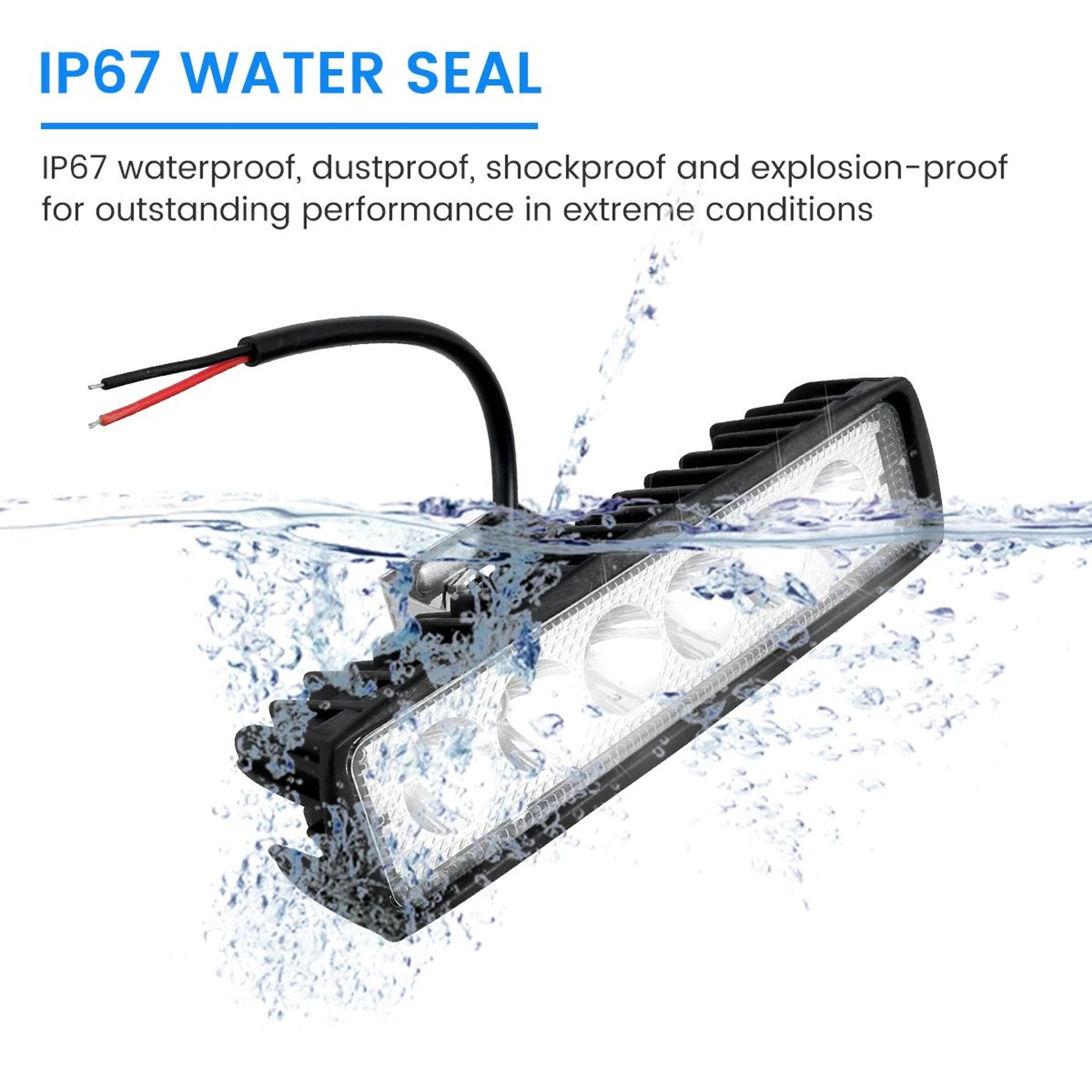 18W Waterproof LED Work Light Bar 6000K Off Road Flood Spot Driving Light 12V 4