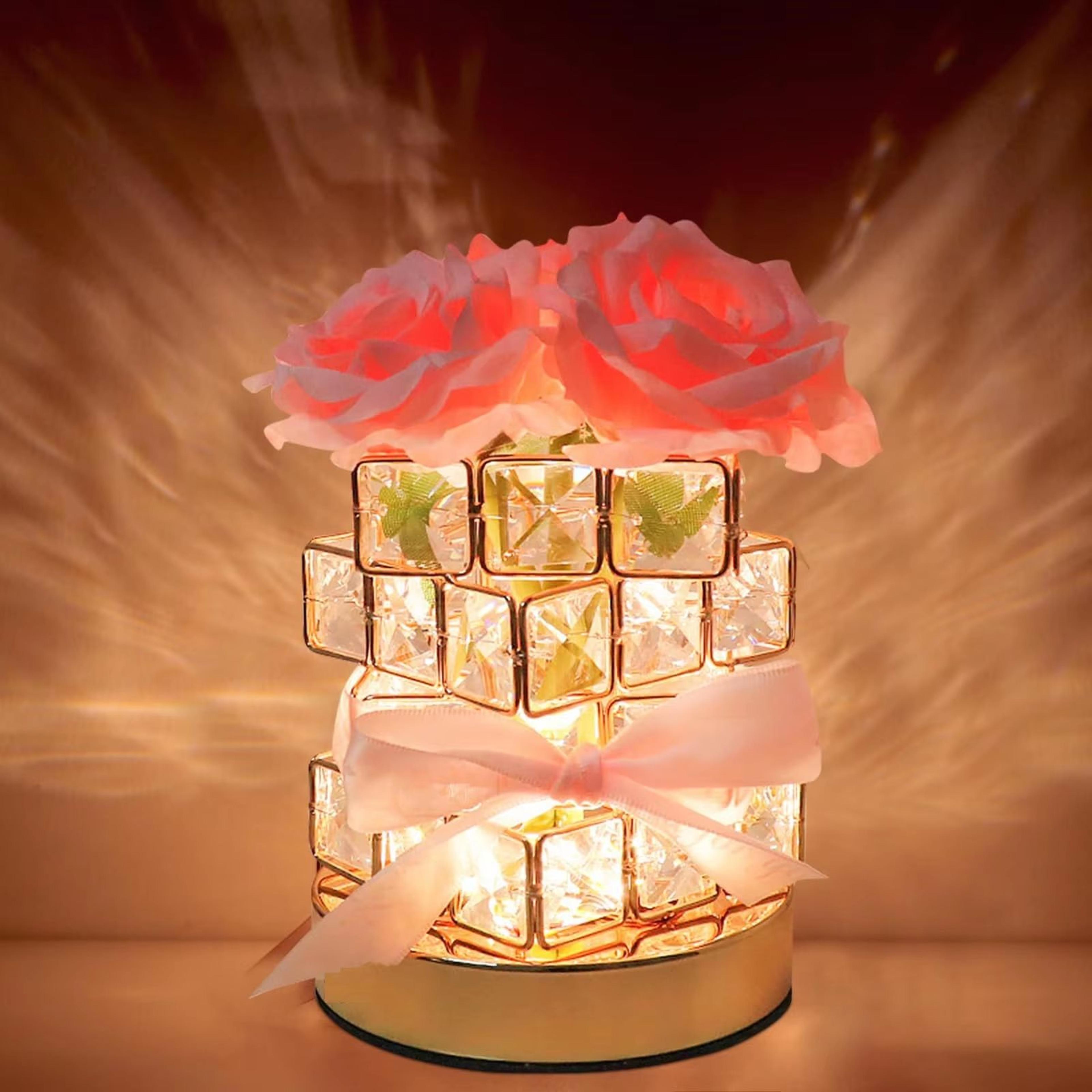 Rubik Cube Rose Night Light LED Atmosphere Lamp Romantic Bedroom Table Decor 6