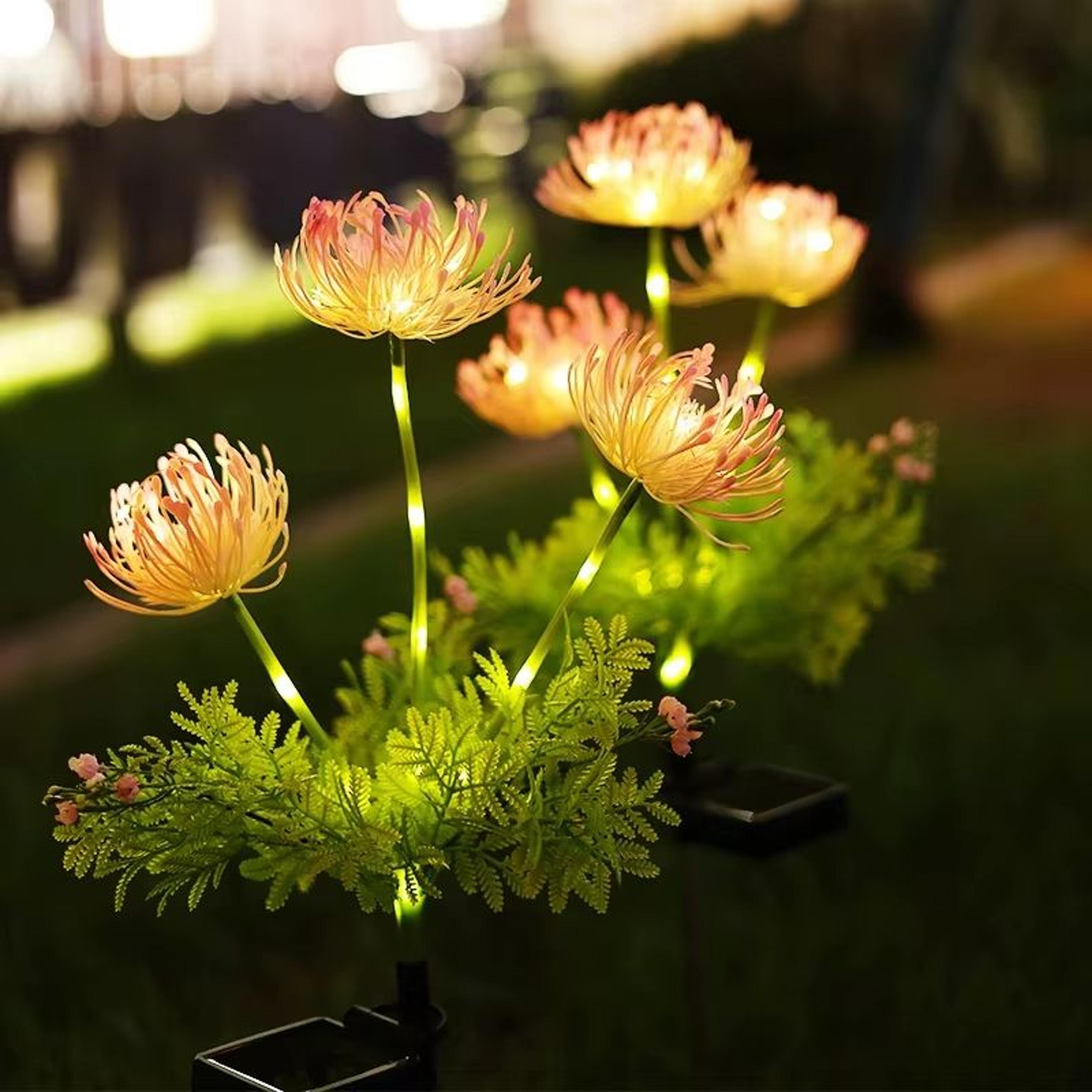 solar glowing flower garden lights waterproof outdoor decorative yard stakes