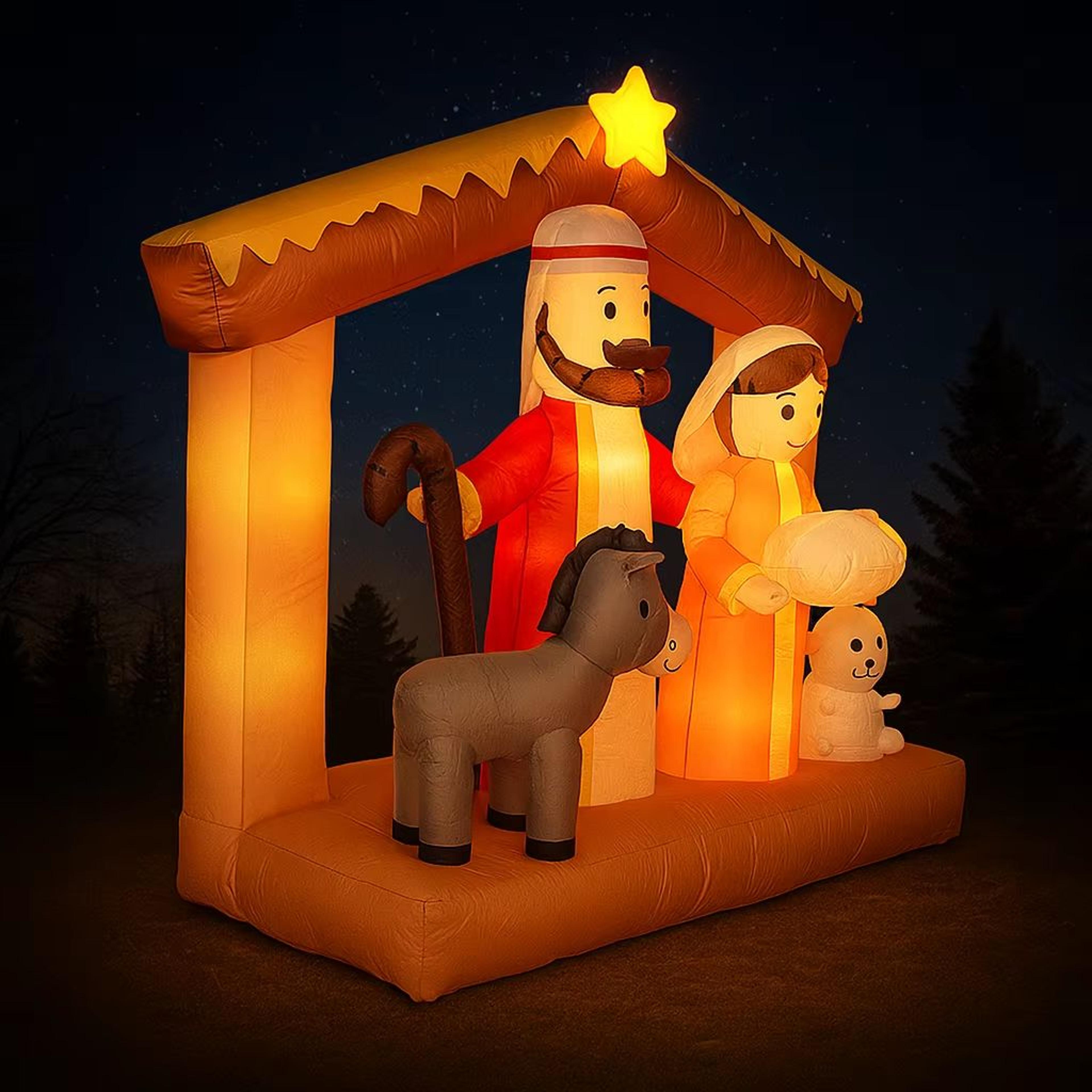 59FT Lighted Nativity Scene Inflatable With Holy Family For Outdoor Christmas Decor 2