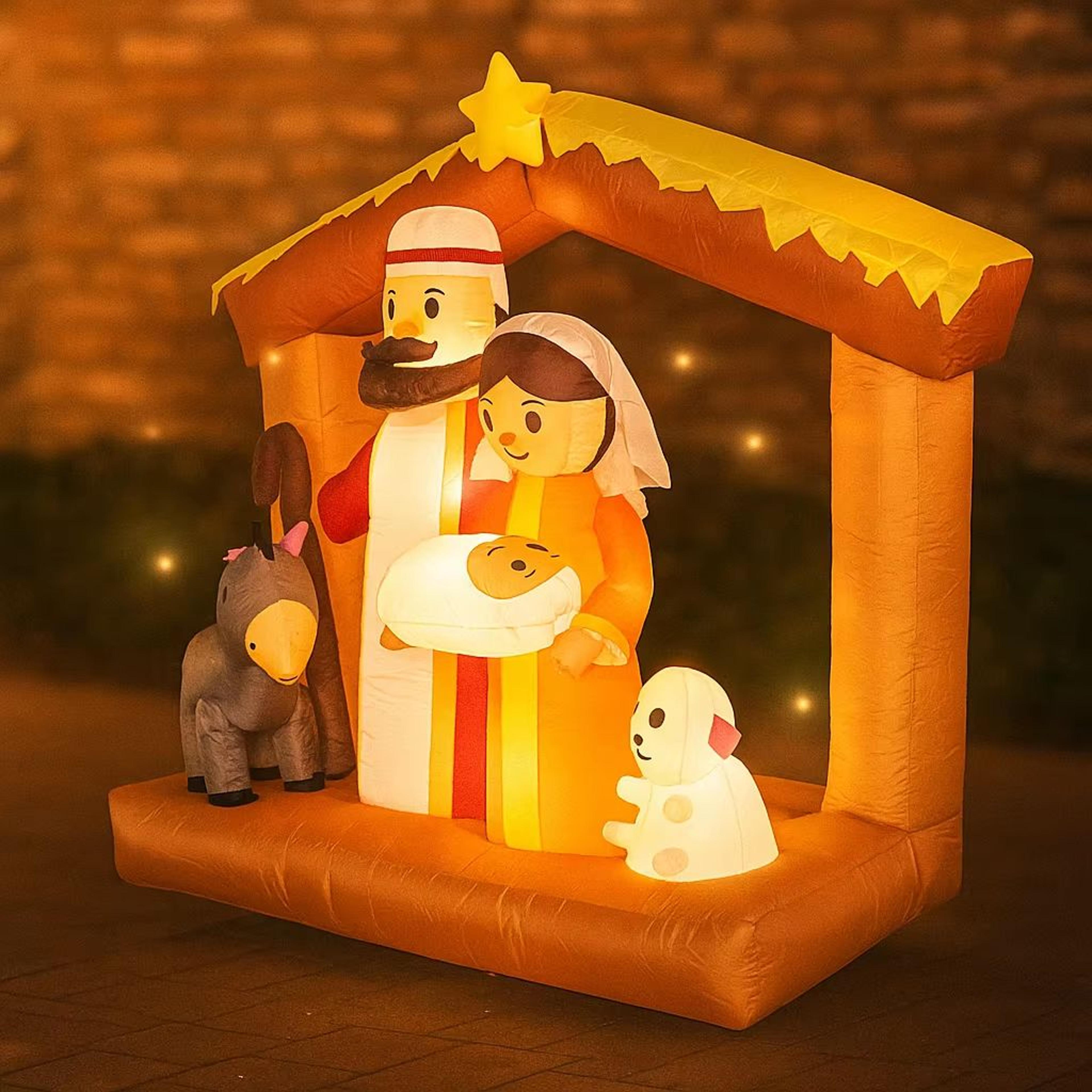 59FT Lighted Nativity Scene Inflatable With Holy Family For Outdoor Christmas Decor 5
