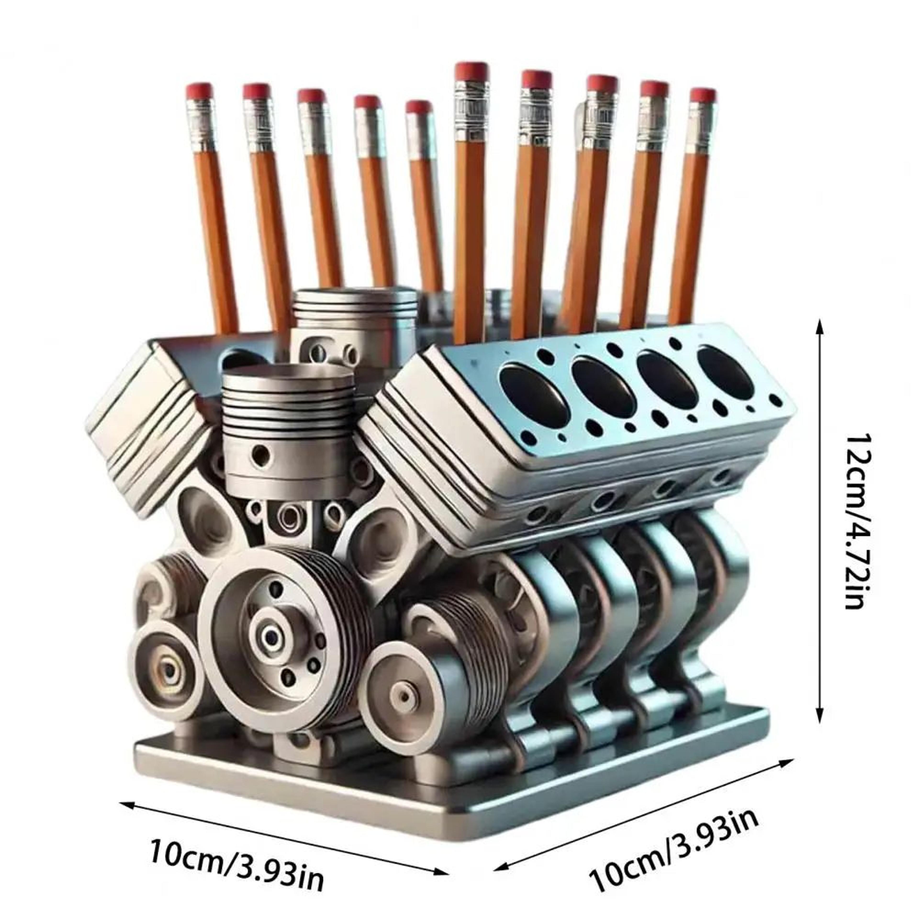 Creative V8 Engine Pen Holder Desk Organizer For Car Lovers And Office Decor 5