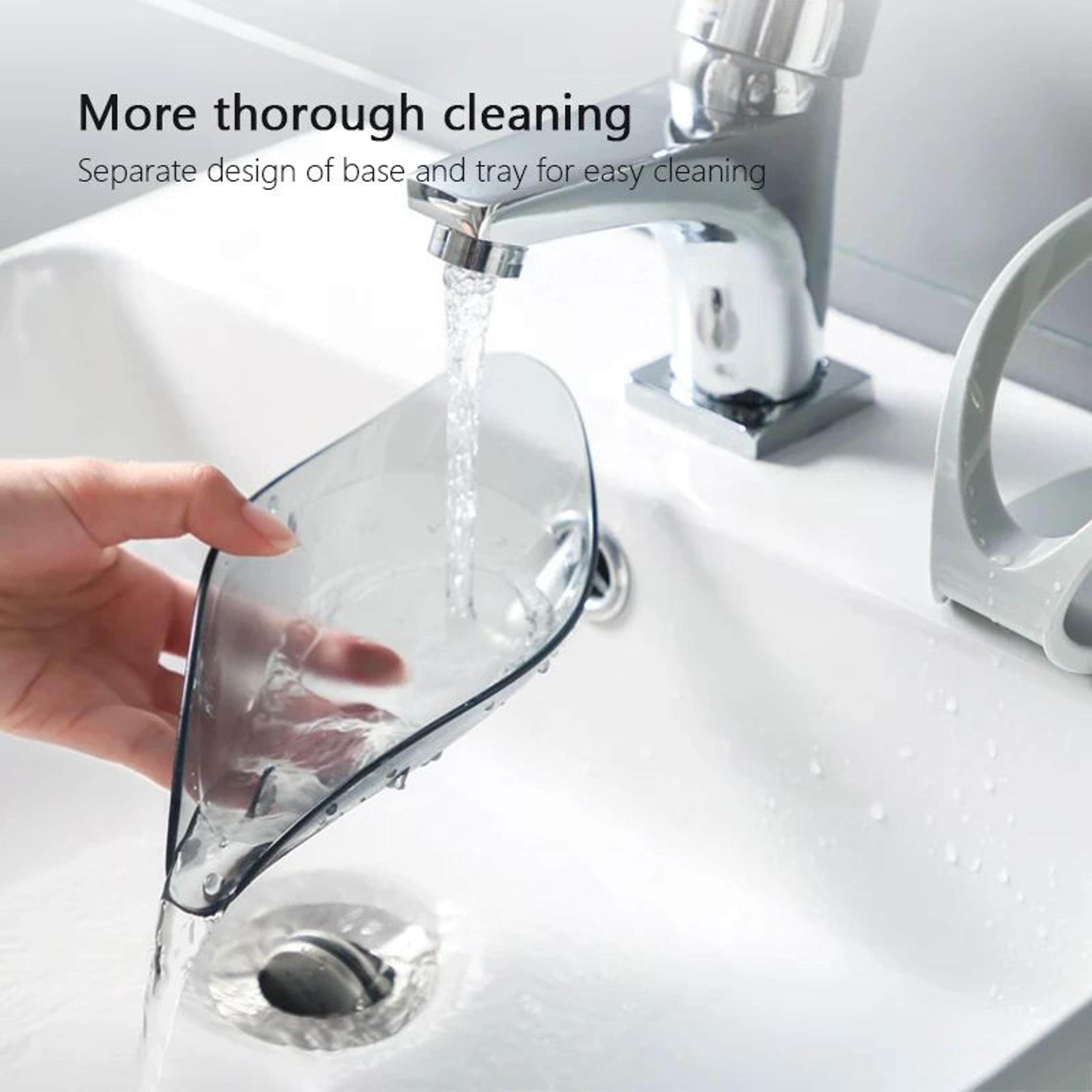 Leaf Shape Suction Cup Soap Holder With Drain For Bathroom And Kitchen Use 3