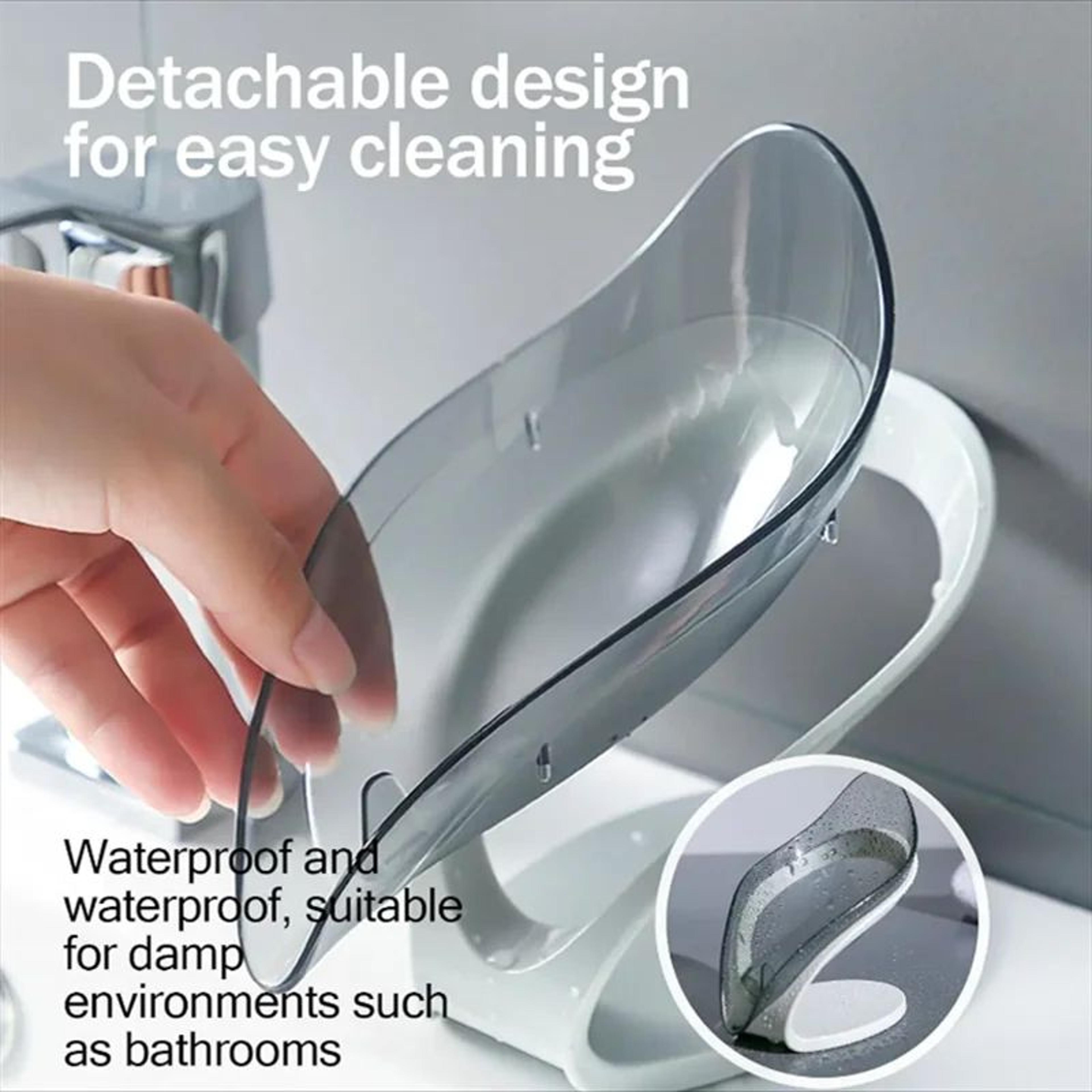 Leaf Shape Suction Cup Soap Holder With Drain For Bathroom And Kitchen Use 5