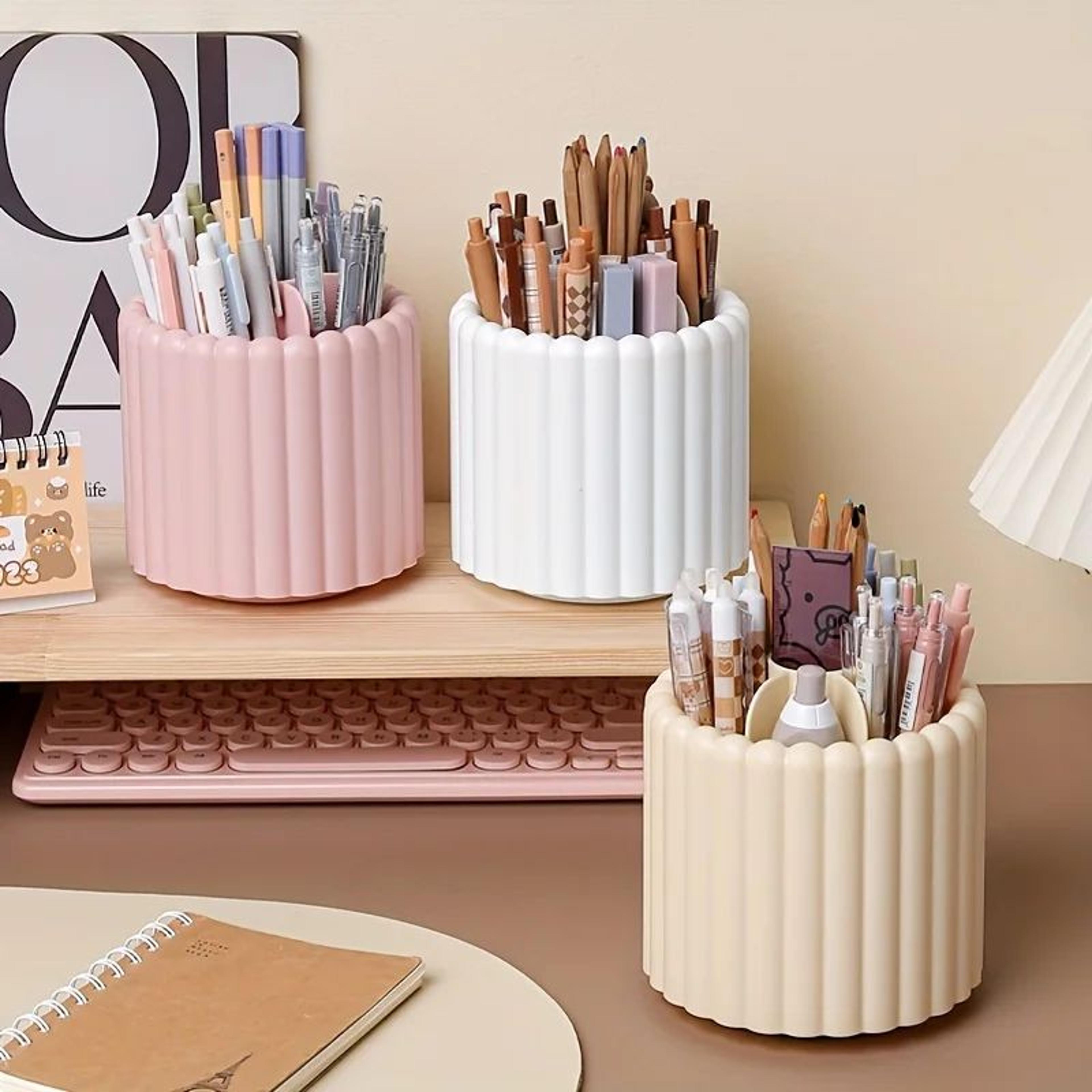 360 Rotating Desk Organizer Pen Holder Multi Functional Space Saving Storage 2
