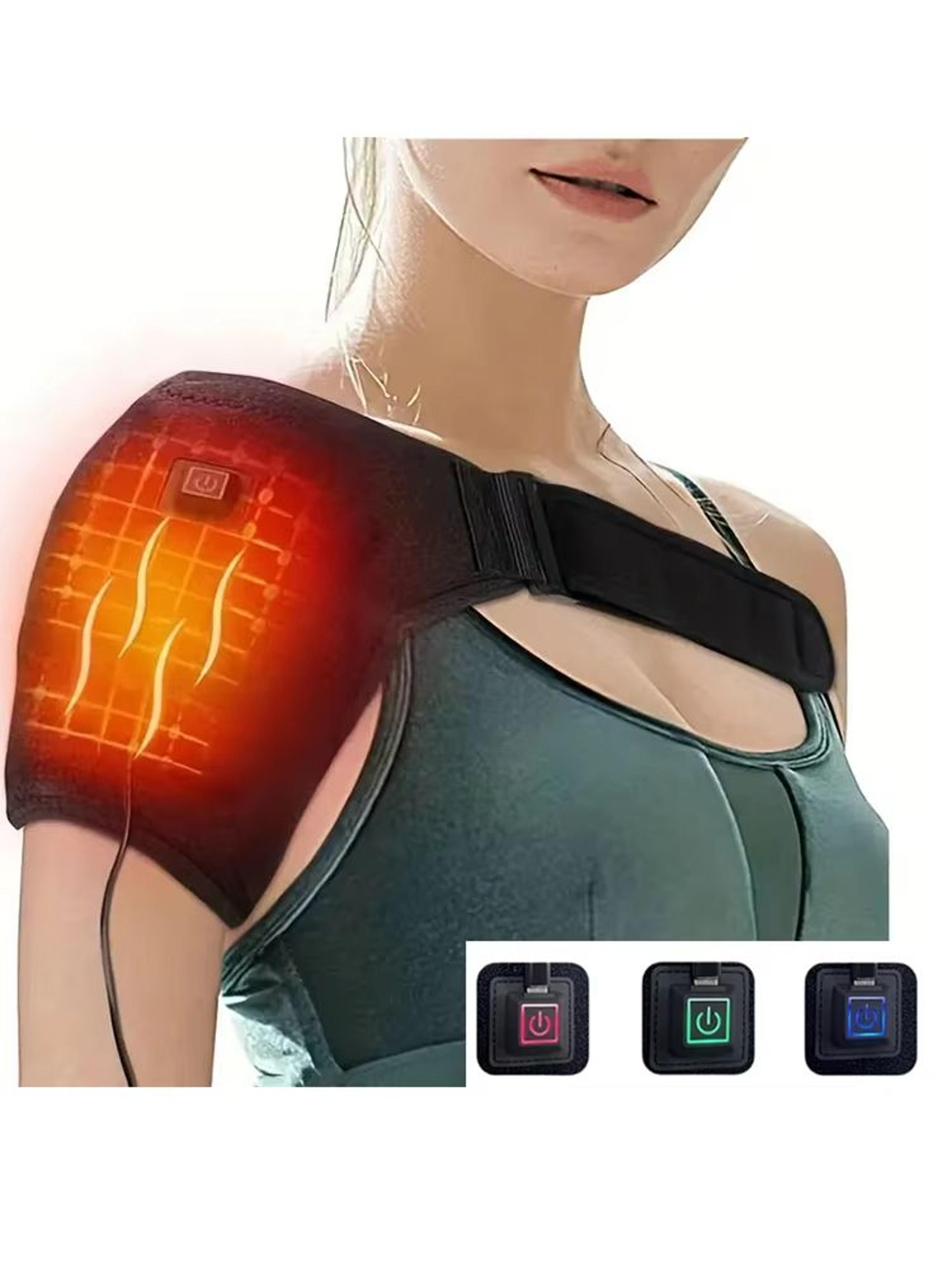 USB Heated Shoulder Brace Wrap With Massage Support Strap Adjustable Thermal Compression Belt 6