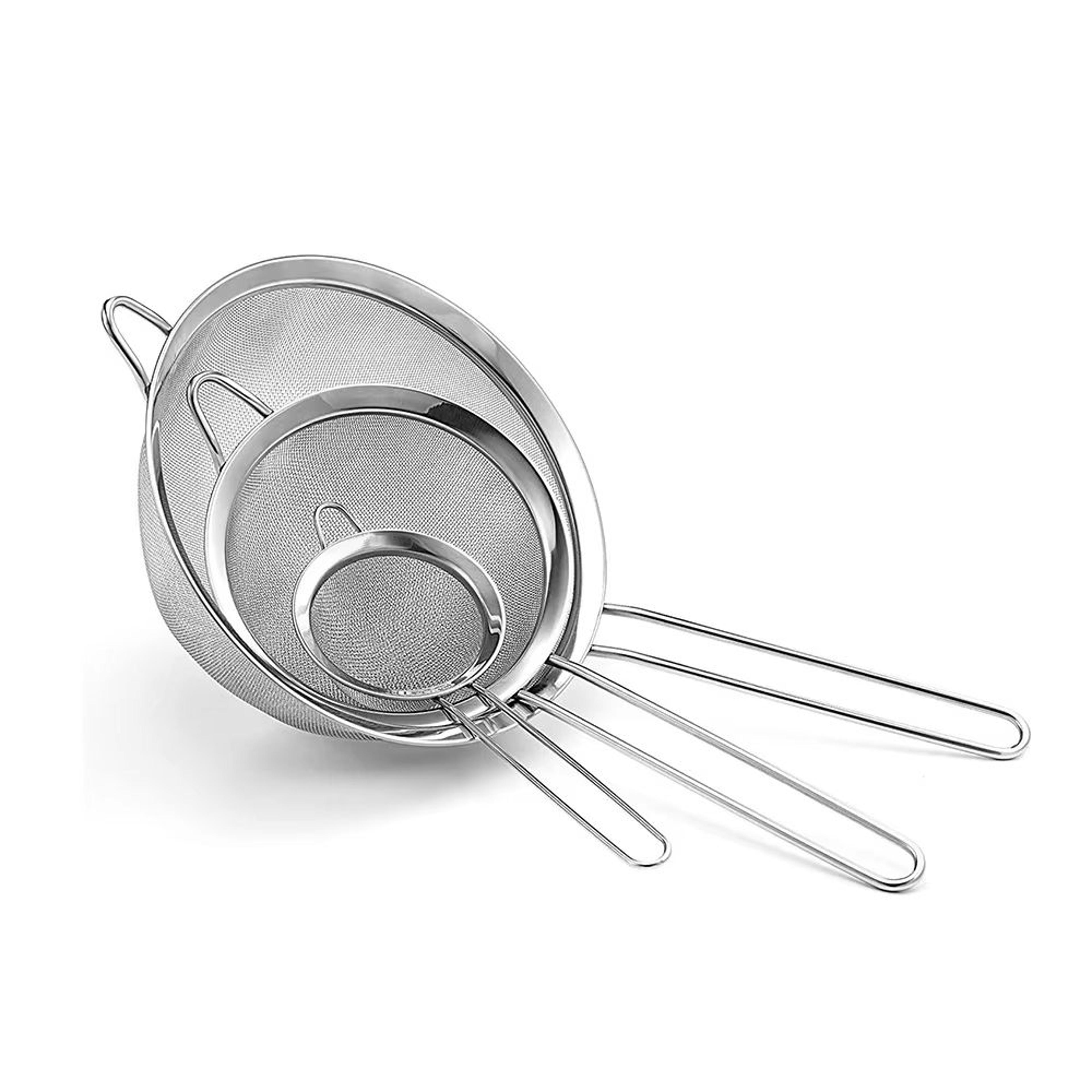 3pcs Stainless Steel Fine Mesh Strainer Set Multipurpose Flour Sifter And Kitchen Sieve With Handle 6