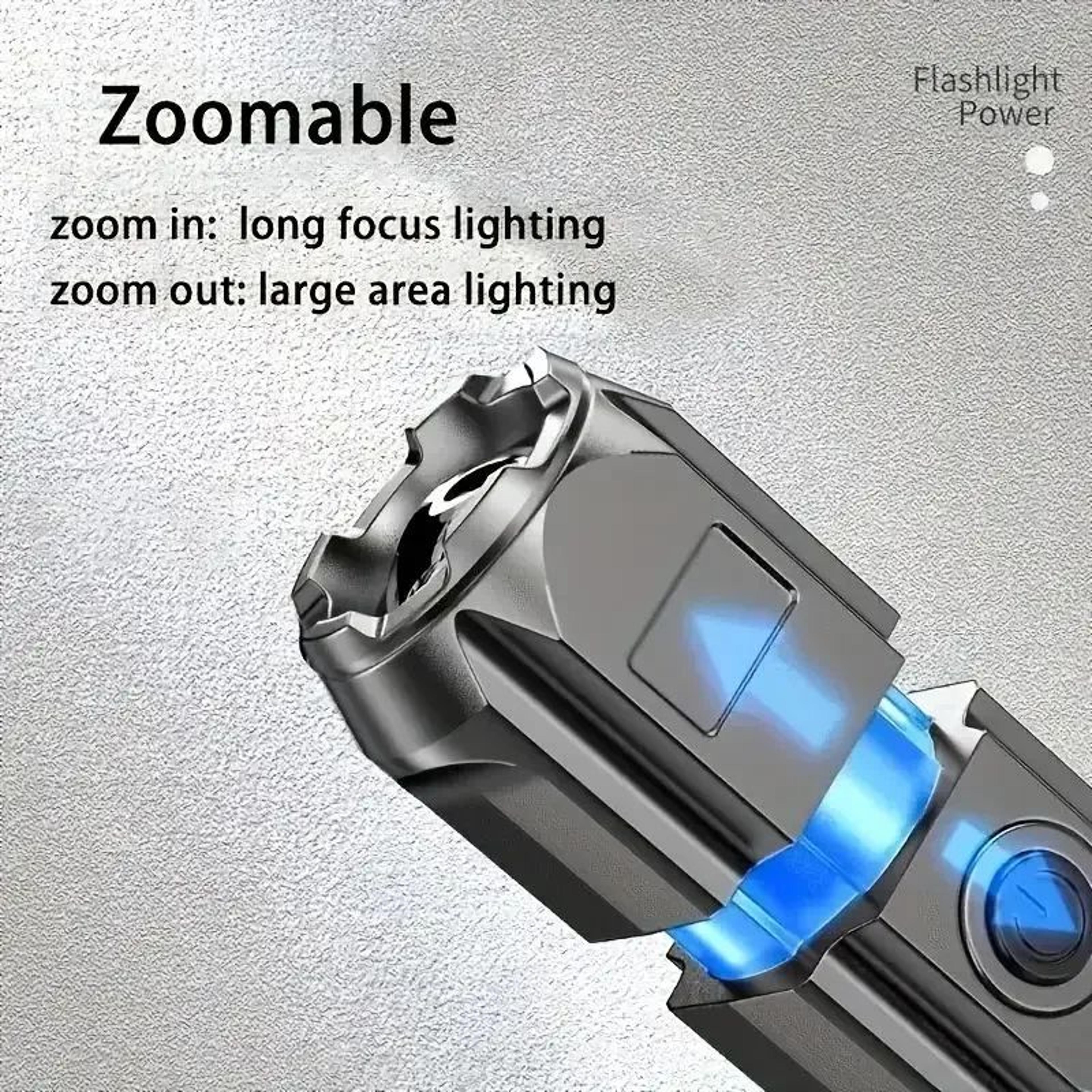 Rechargeable High Power LED Tactical Flashlight With Zoom And Waterproof Design 4