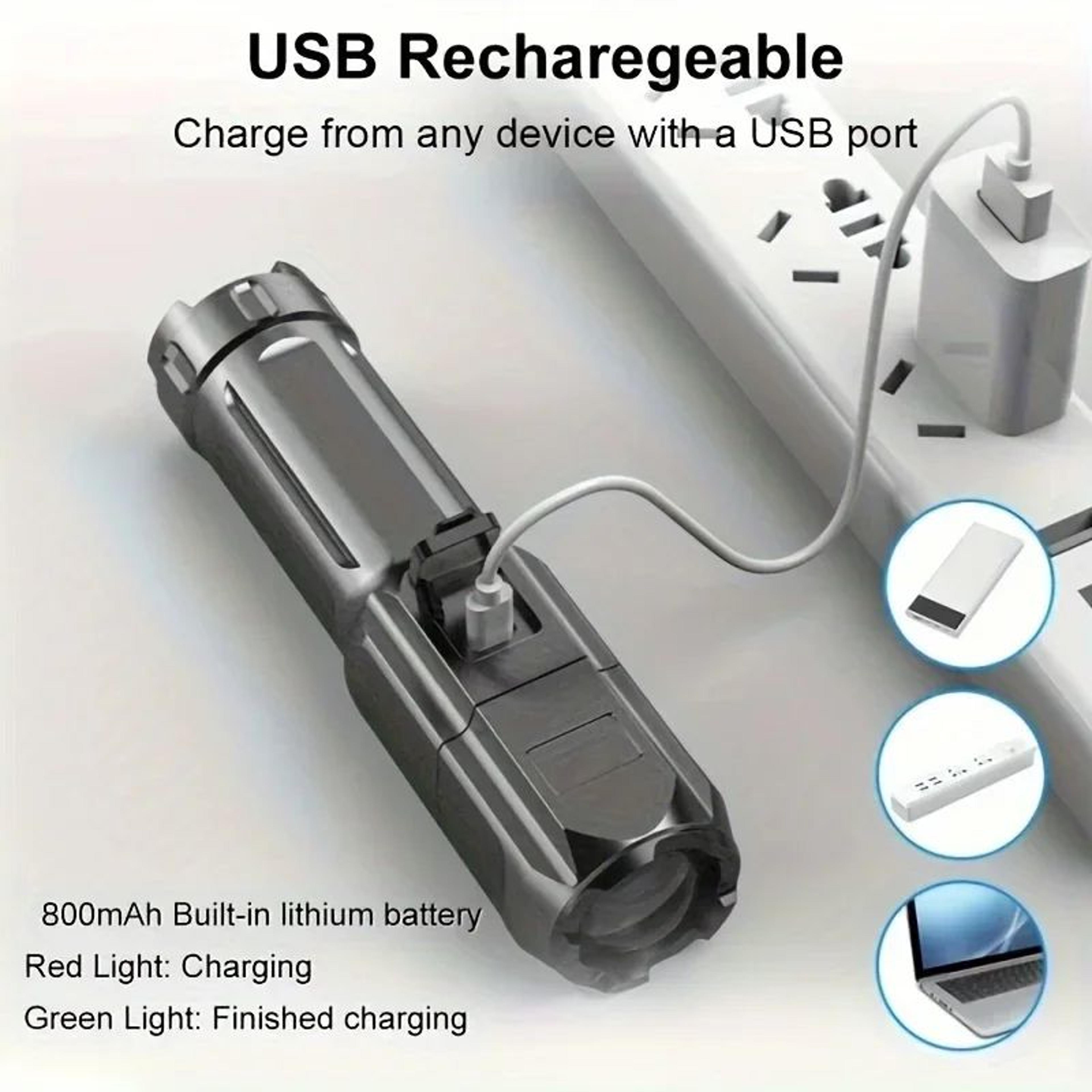 Rechargeable High Power LED Tactical Flashlight With Zoom And Waterproof Design 5