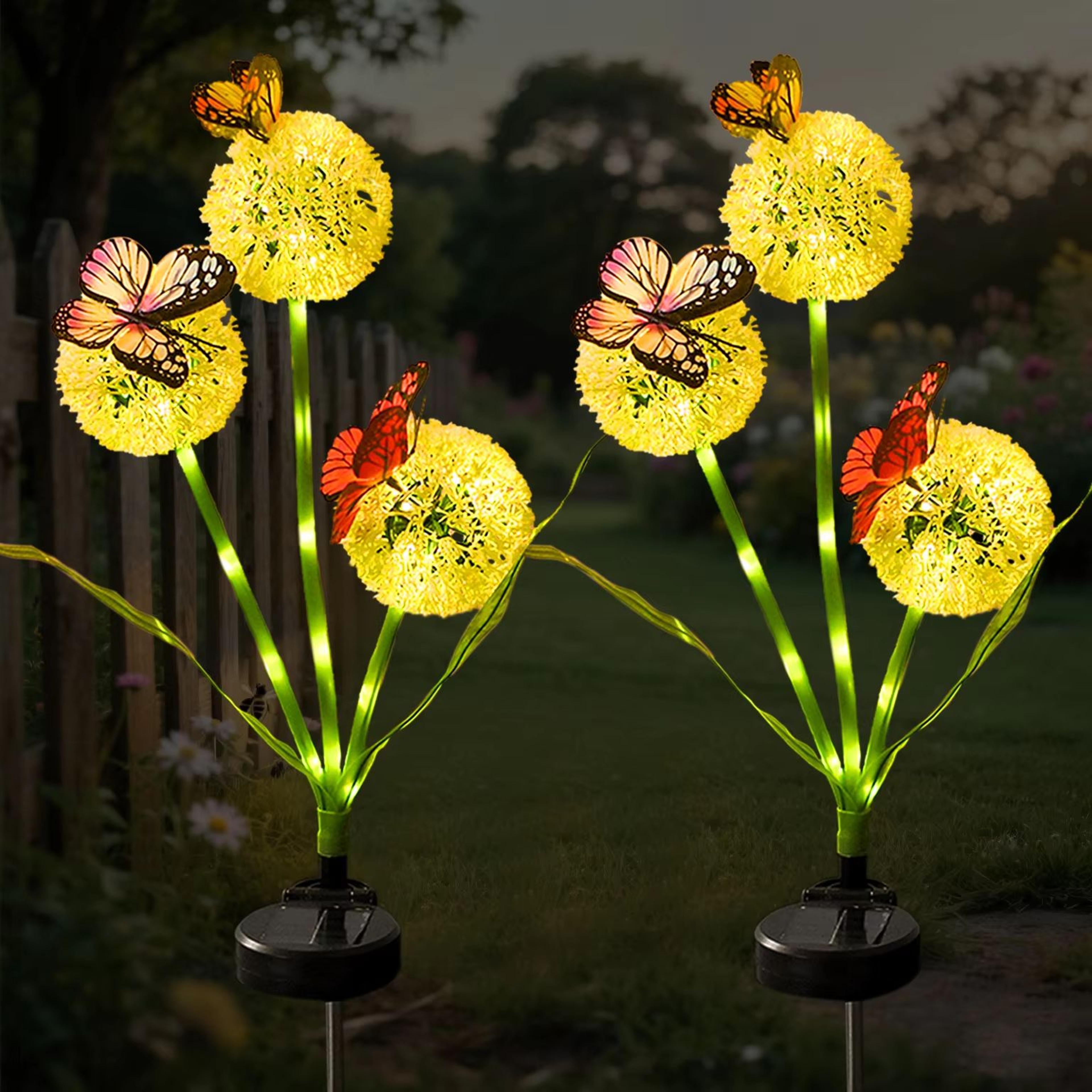 solarbloom butterfly dandelion garden light for outdoor decor