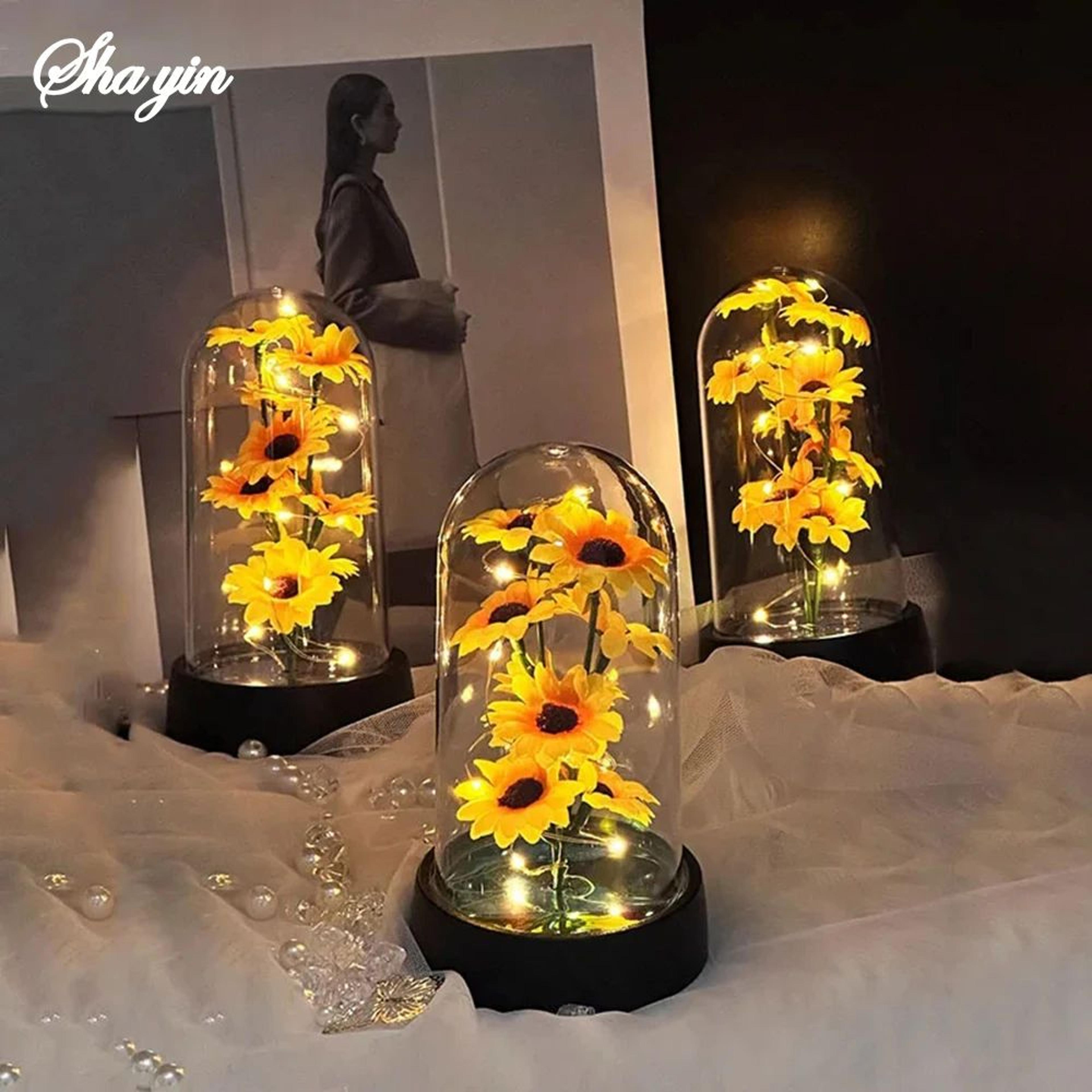 Eternal Sunflower Glass Dome LED Gift  Romantic Forever Flower For Mom Wife  Special Occasions 3