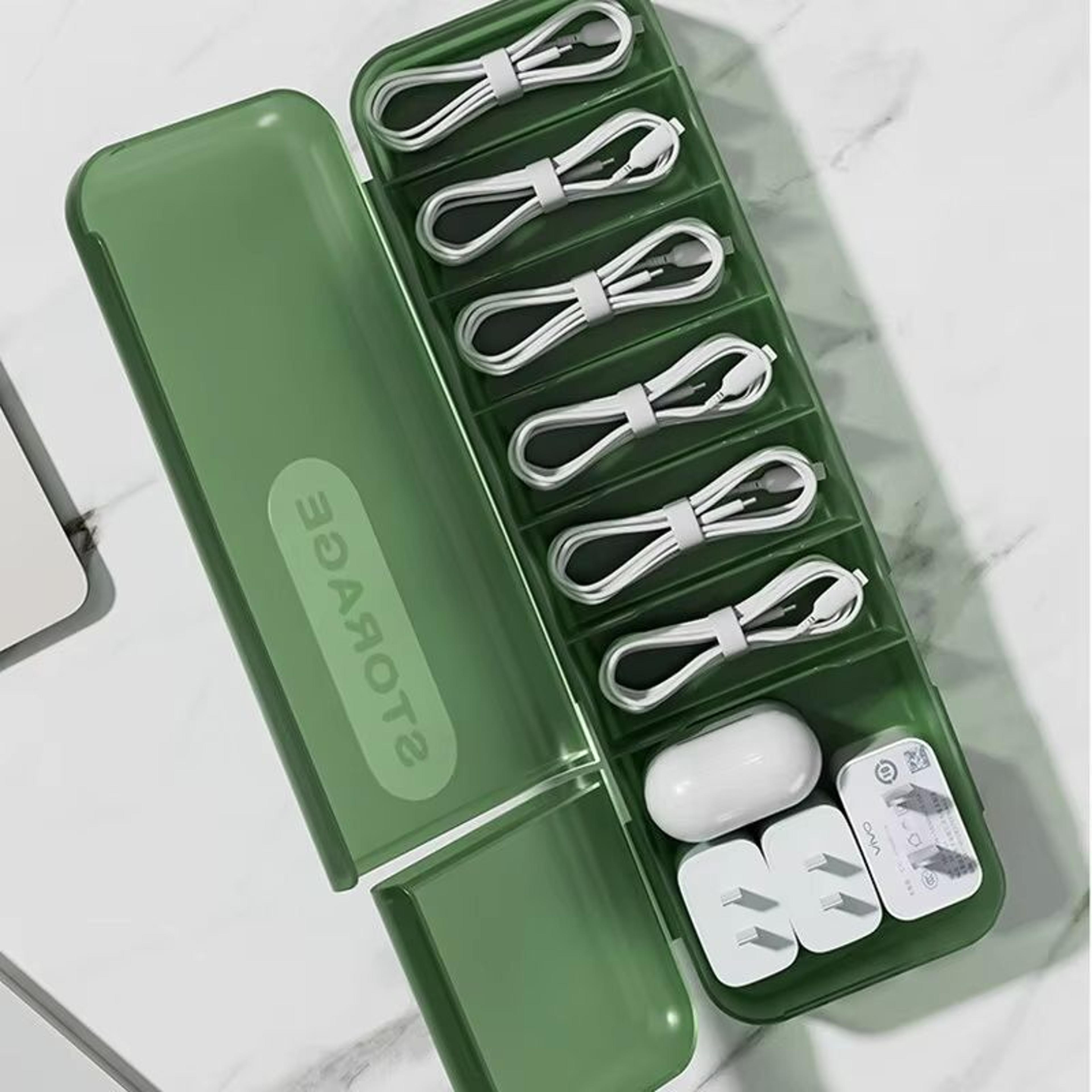 7 Compartment Cable Organizer Storage Box  Portable Charger  Data Cord Case For Home And Travel 2