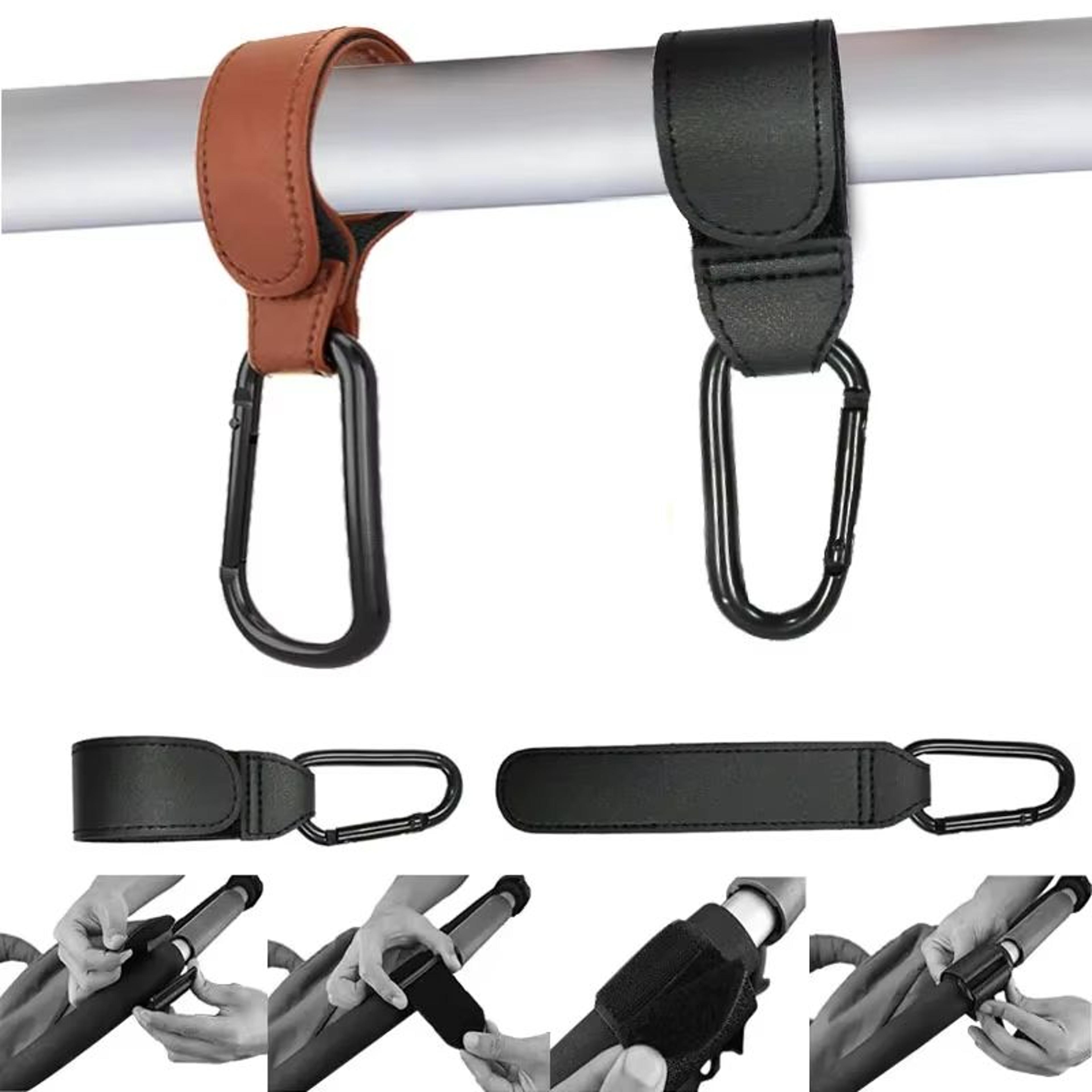 Adjustable Leather Stroller Hooks Set  Universal Diaper Bag Holder For Pram Cart  Travel 2pcs 4
