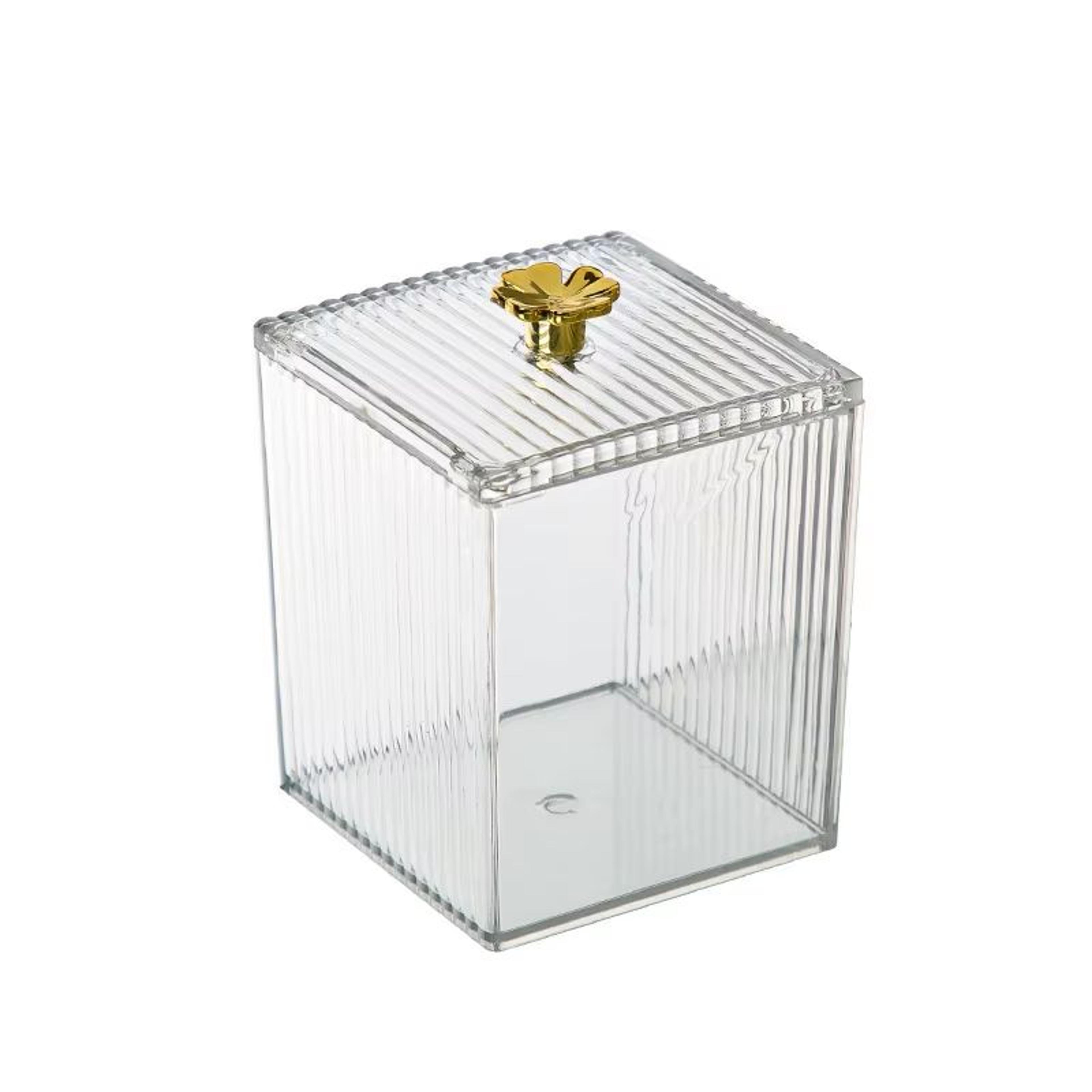 Clear Acrylic Cotton Pad  Swab Storage Box  Dust Proof Makeup Organizer For Vanity And Desktop 5