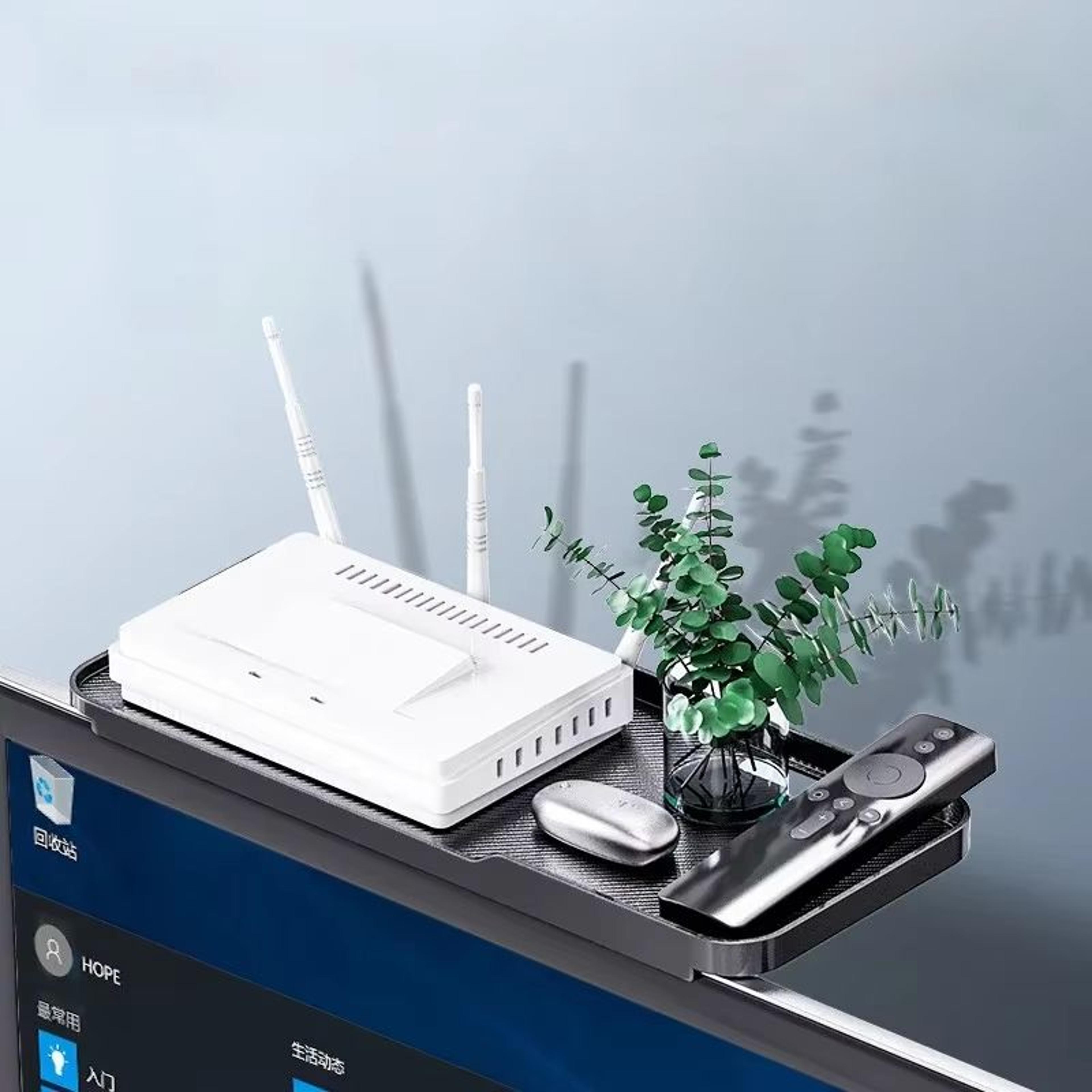 Adjustable Monitor Top Shelf Foldable Screen Storage Rack For Router And Devices 2