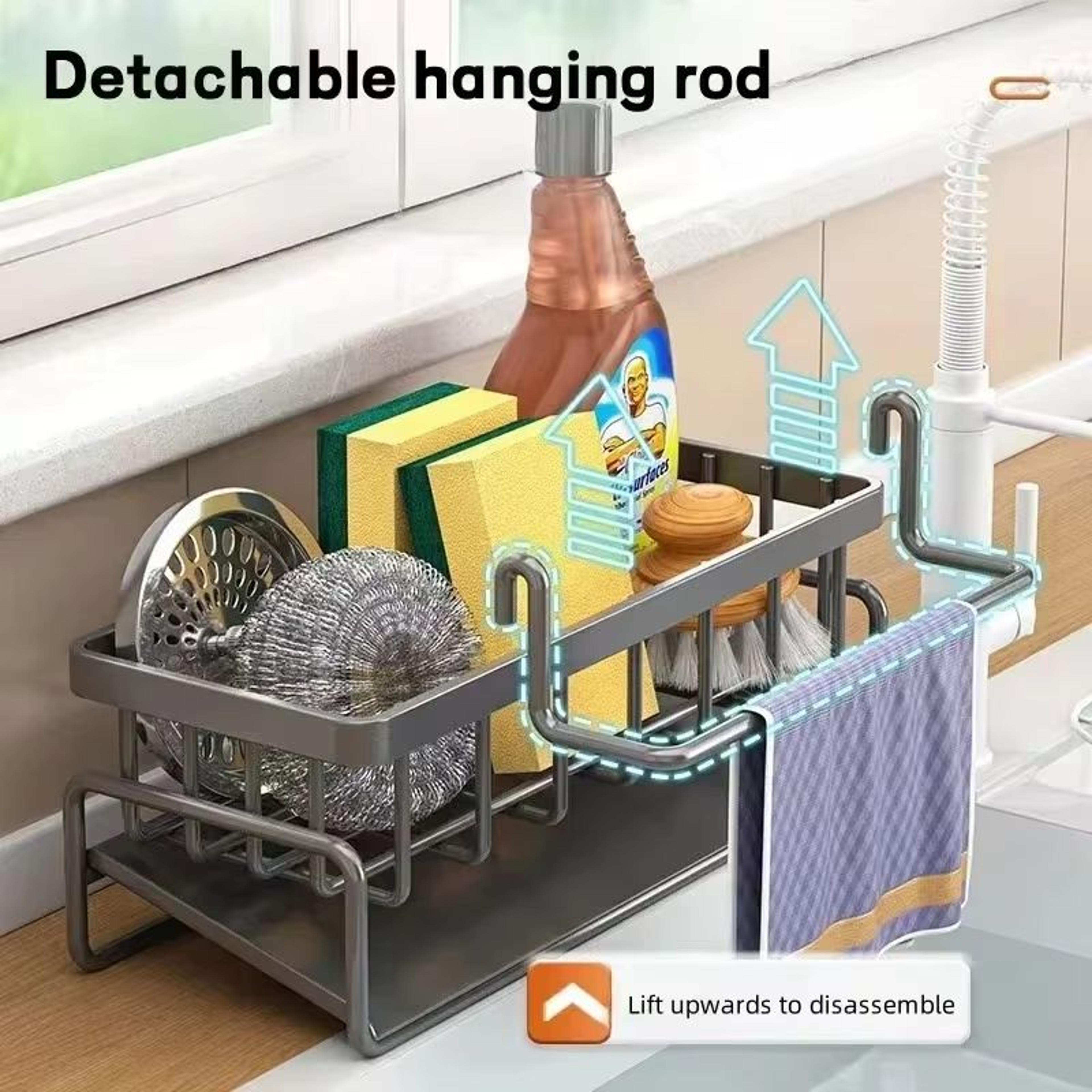 DrainFlow Large Capacity Kitchen Sink Caddy Organizer For Sponge And Soap Storage 1