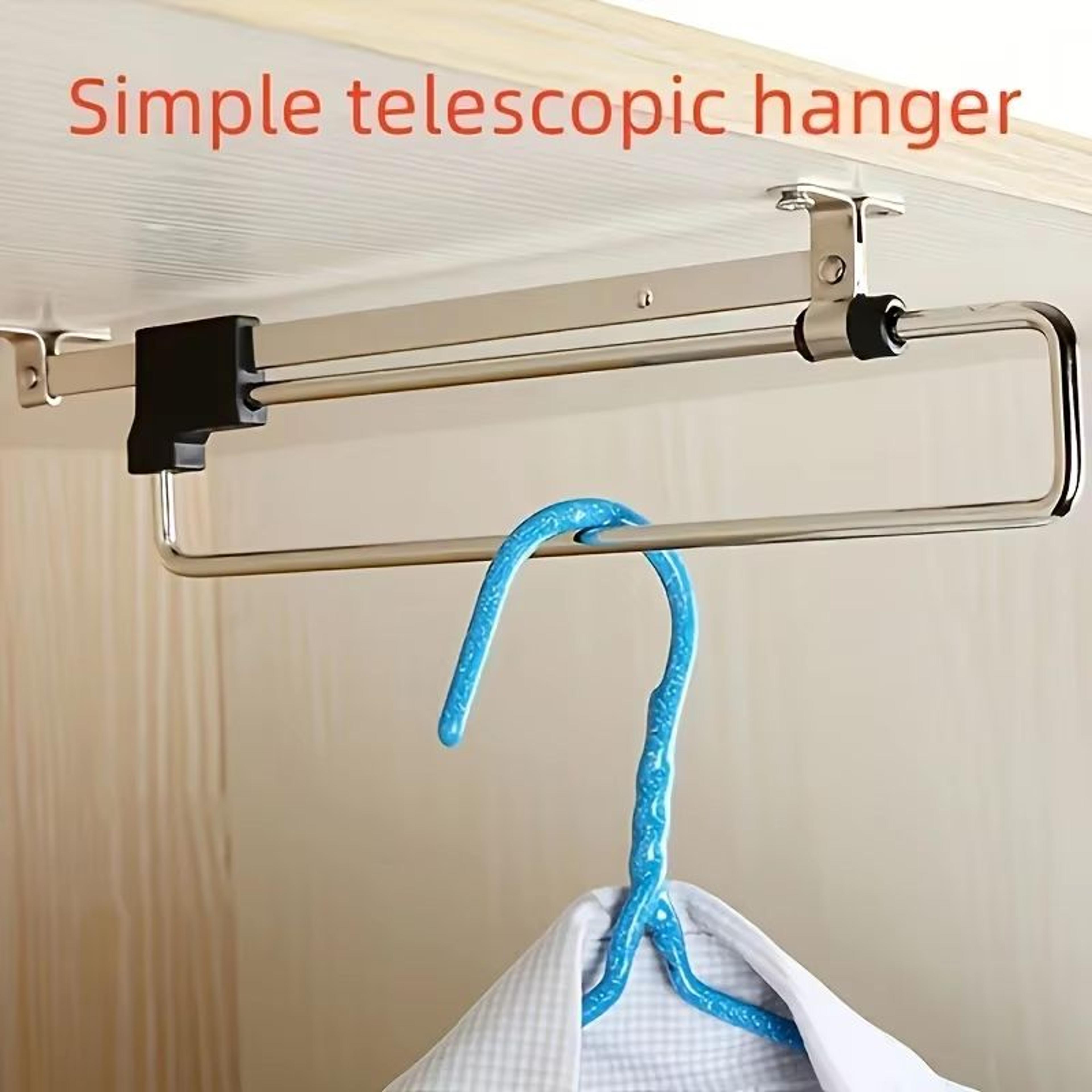 SlideRail Adjustable Foldable Pull Out Closet Rod For Wardrobe Space Saving Storage 4