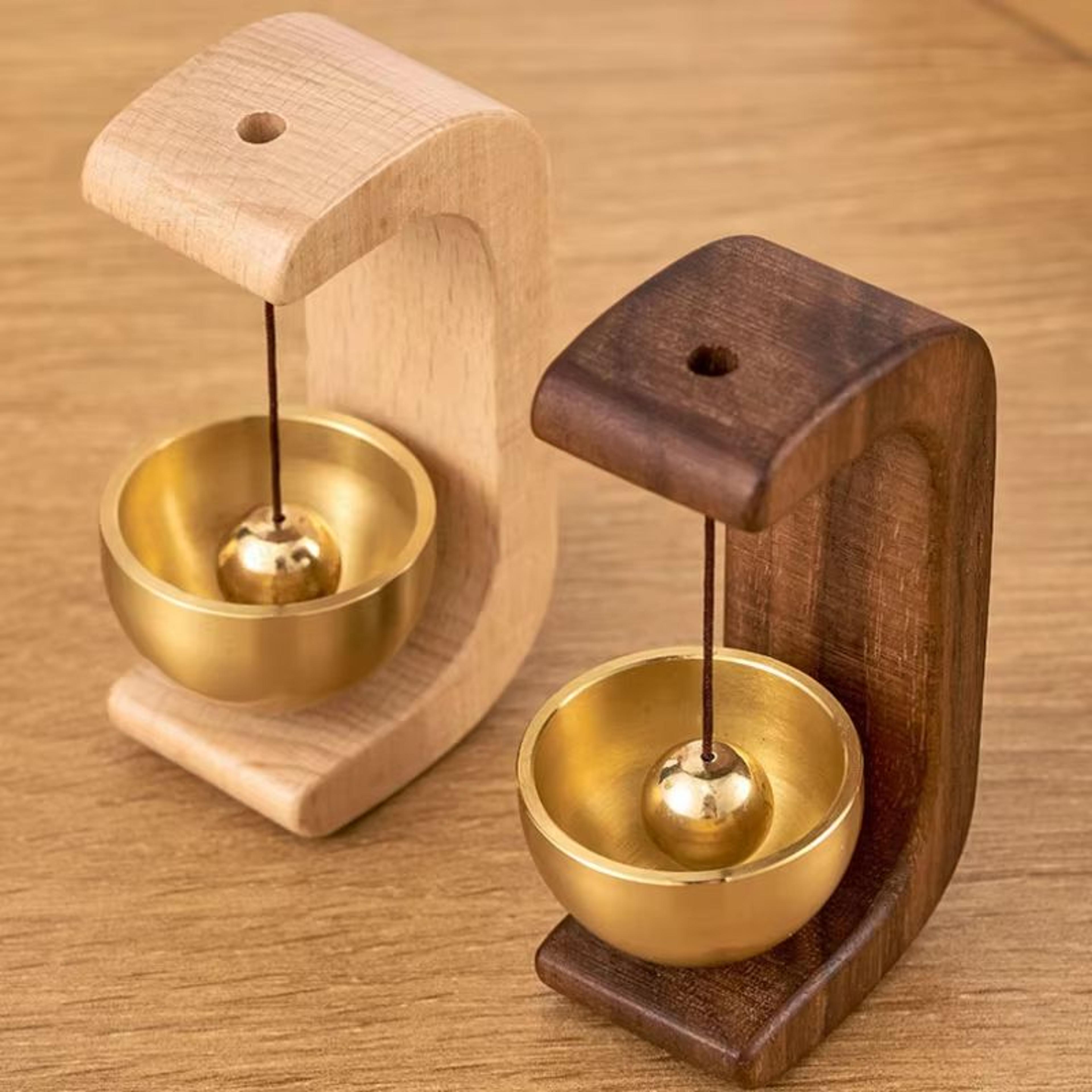 Vintage Walnut Wood Doorbell Chime Brass Wind Bell Entry Decor 5