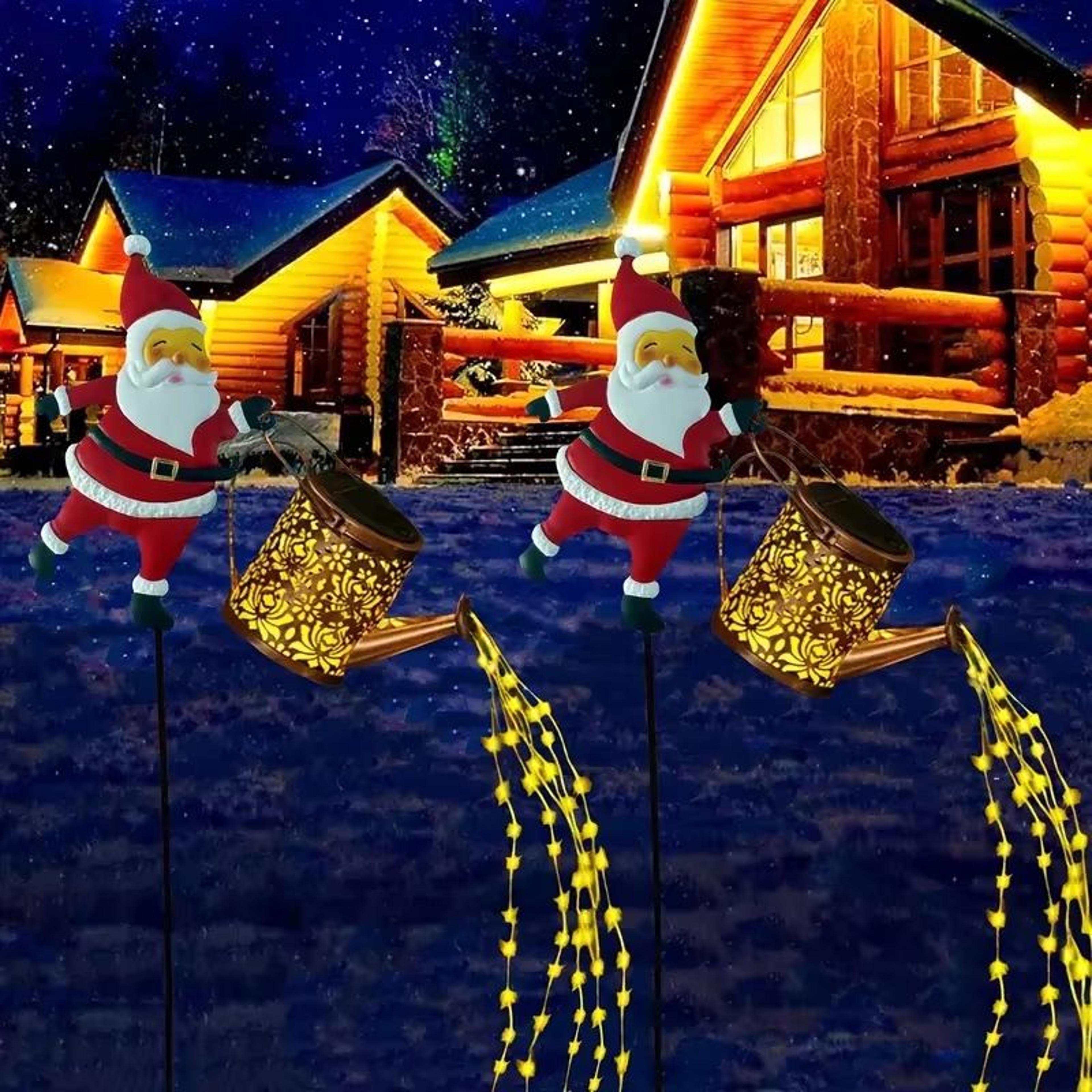 Solar Snowman Watering Can Light LED Garden Decor Outdoor Hanging Lantern 1